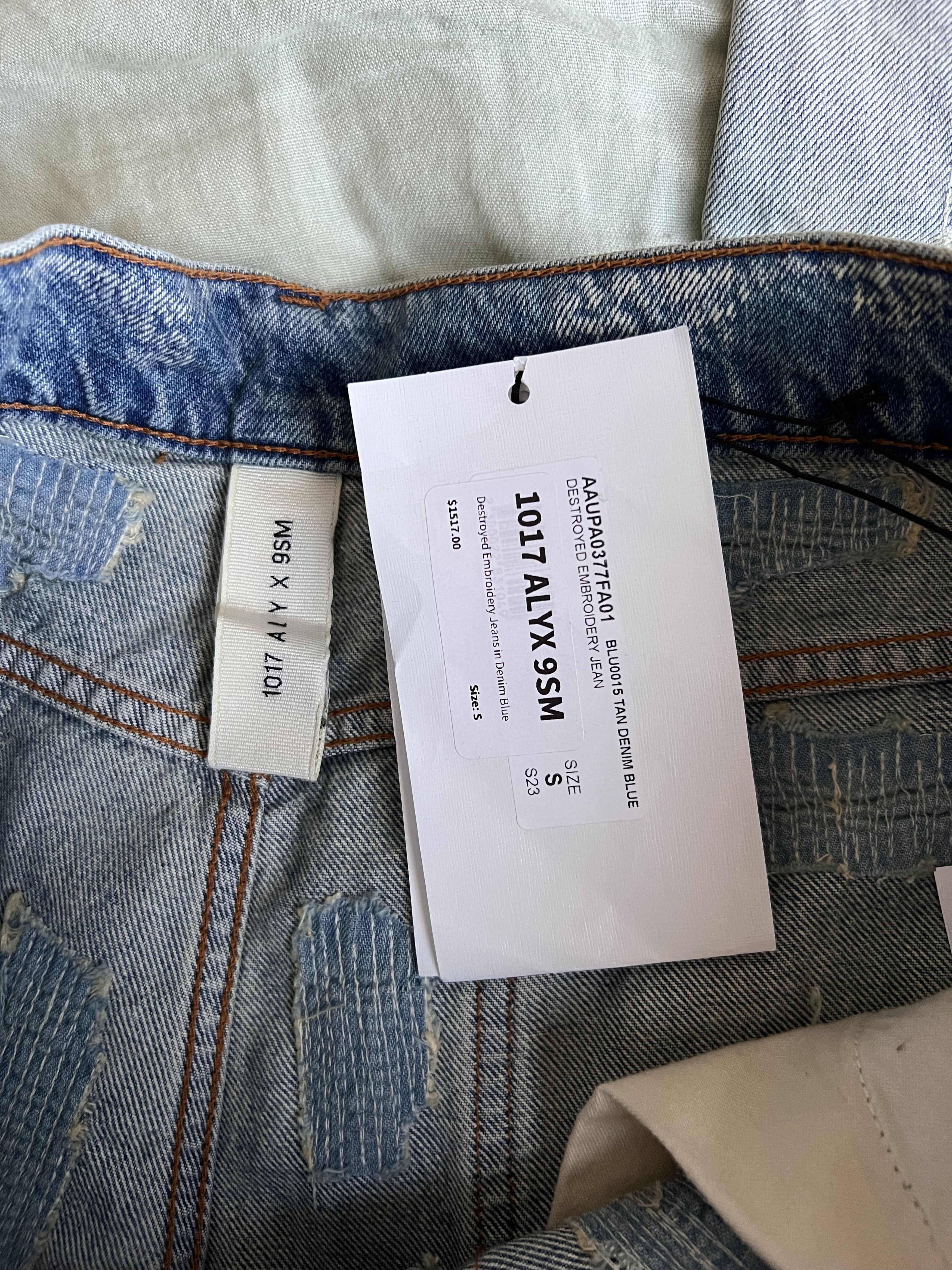 1017 ALYX 9SM 1017 Alyx 9SM Destroyed Embroidery Denim Jeans in Blue Size US 30 / EU 46 - 9 Thumbnail