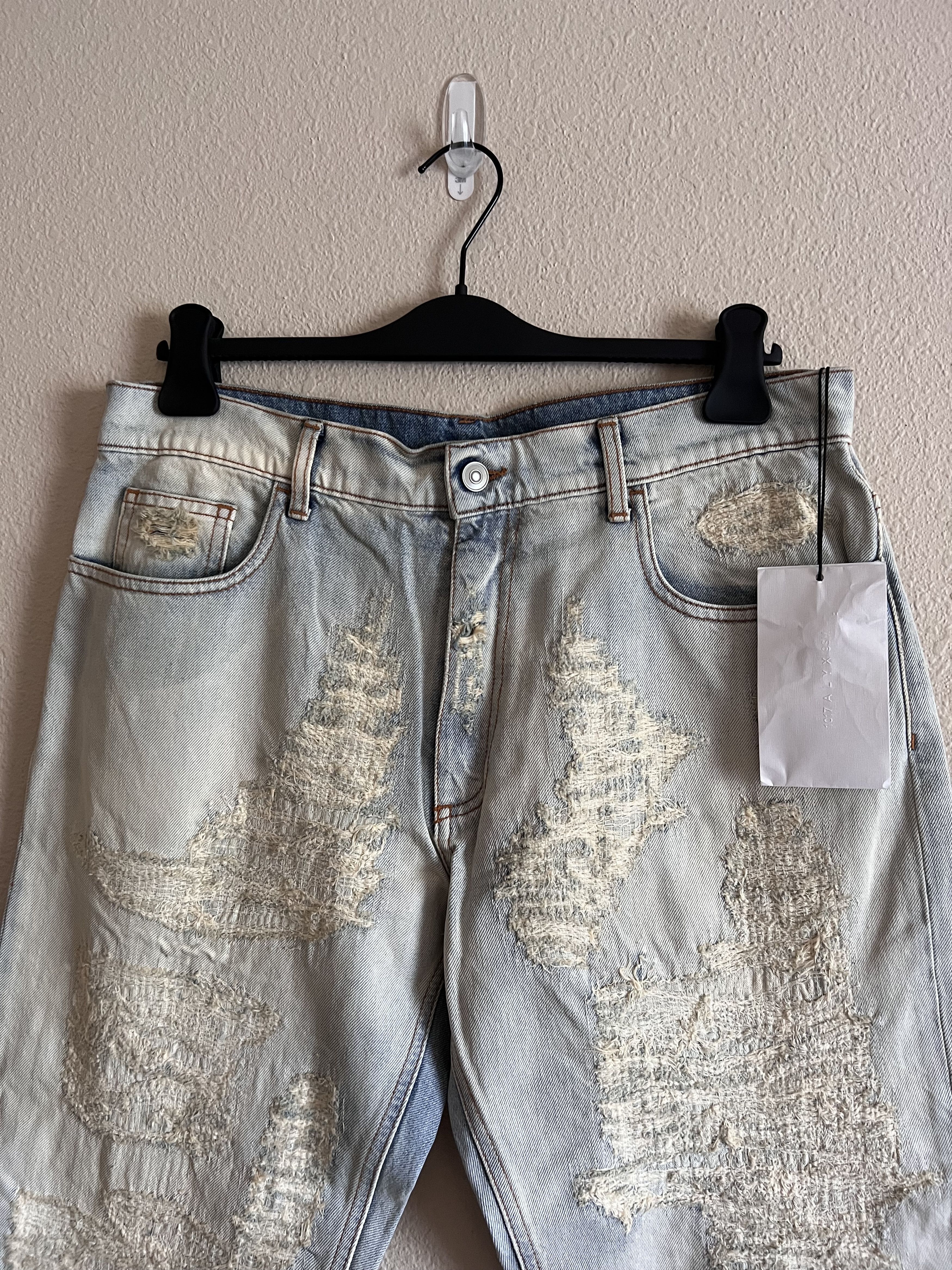 1017 ALYX 9SM 1017 Alyx 9SM Destroyed Embroidery Denim Jeans in Blue Size US 30 / EU 46 - 2 Thumbnail