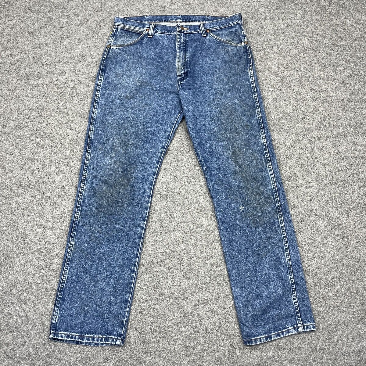 Vintage × Wrangler Vintage Distressed Wrangler Faded Blue Jeans -wc 224 Size US 37 - 1 Thumbnail