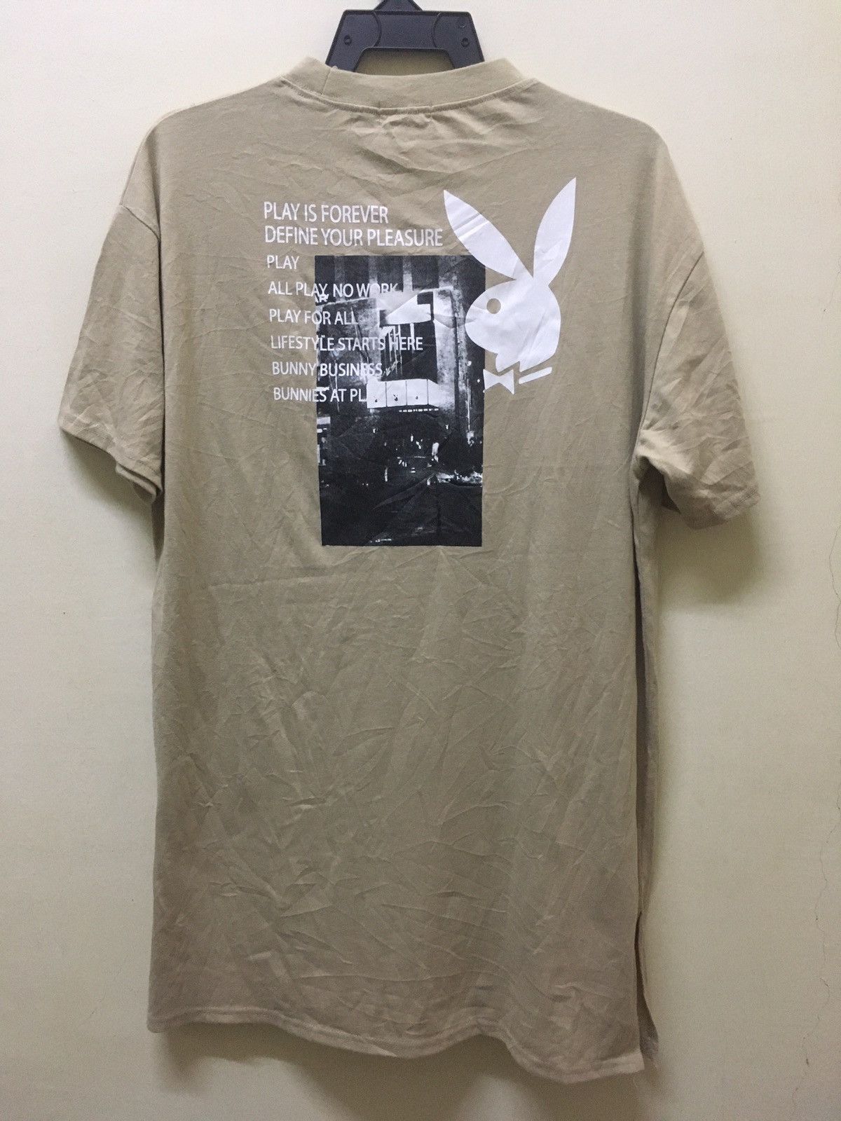 image of Playboy Spellout Big Logo Back Hit in Cream, Men's (Size Medium)