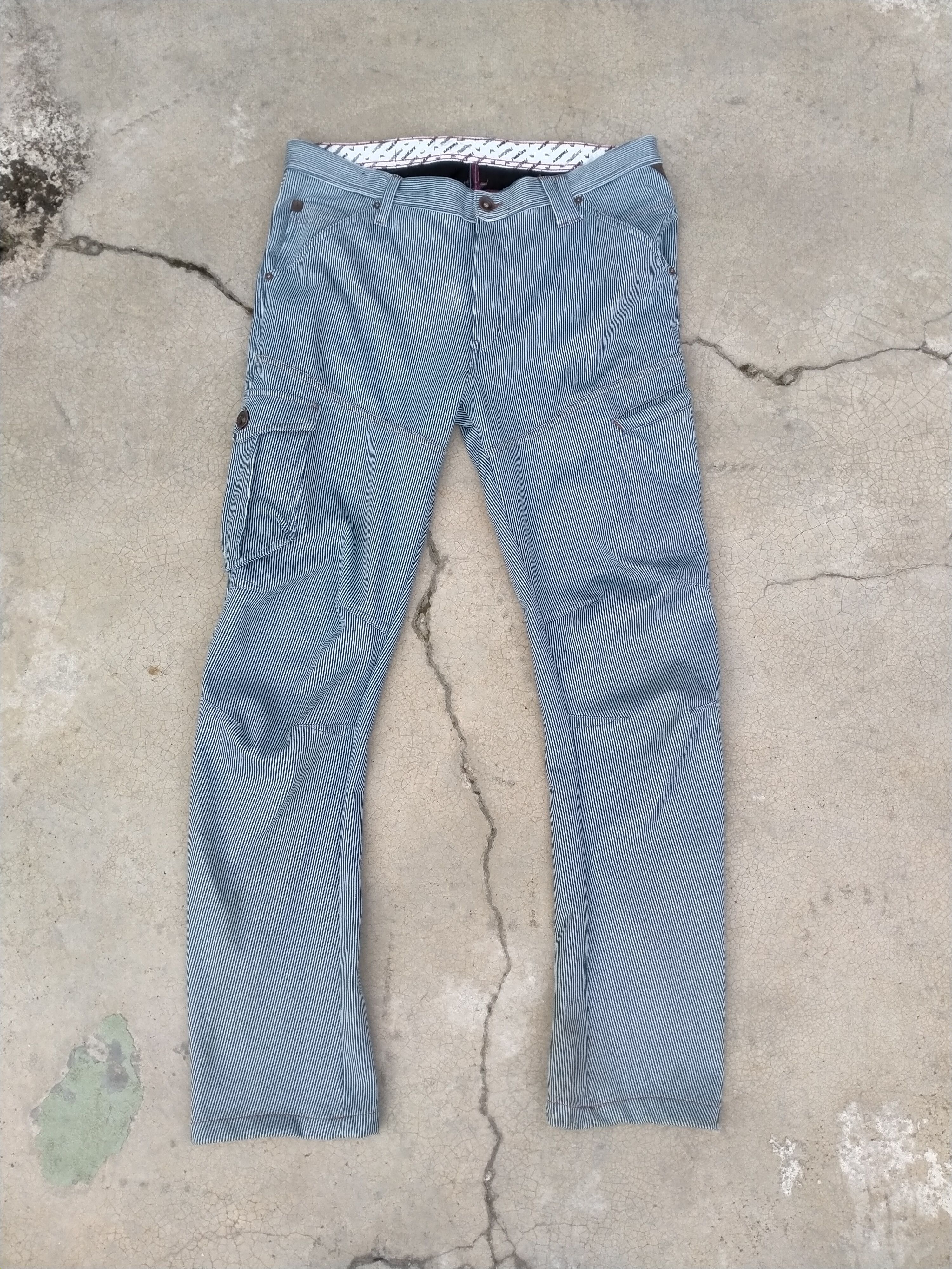 image of Archival Clothing x Workers Fieldcore Stretchable Cargo Denim Workpants Size 36 - 39 in Blue White 
