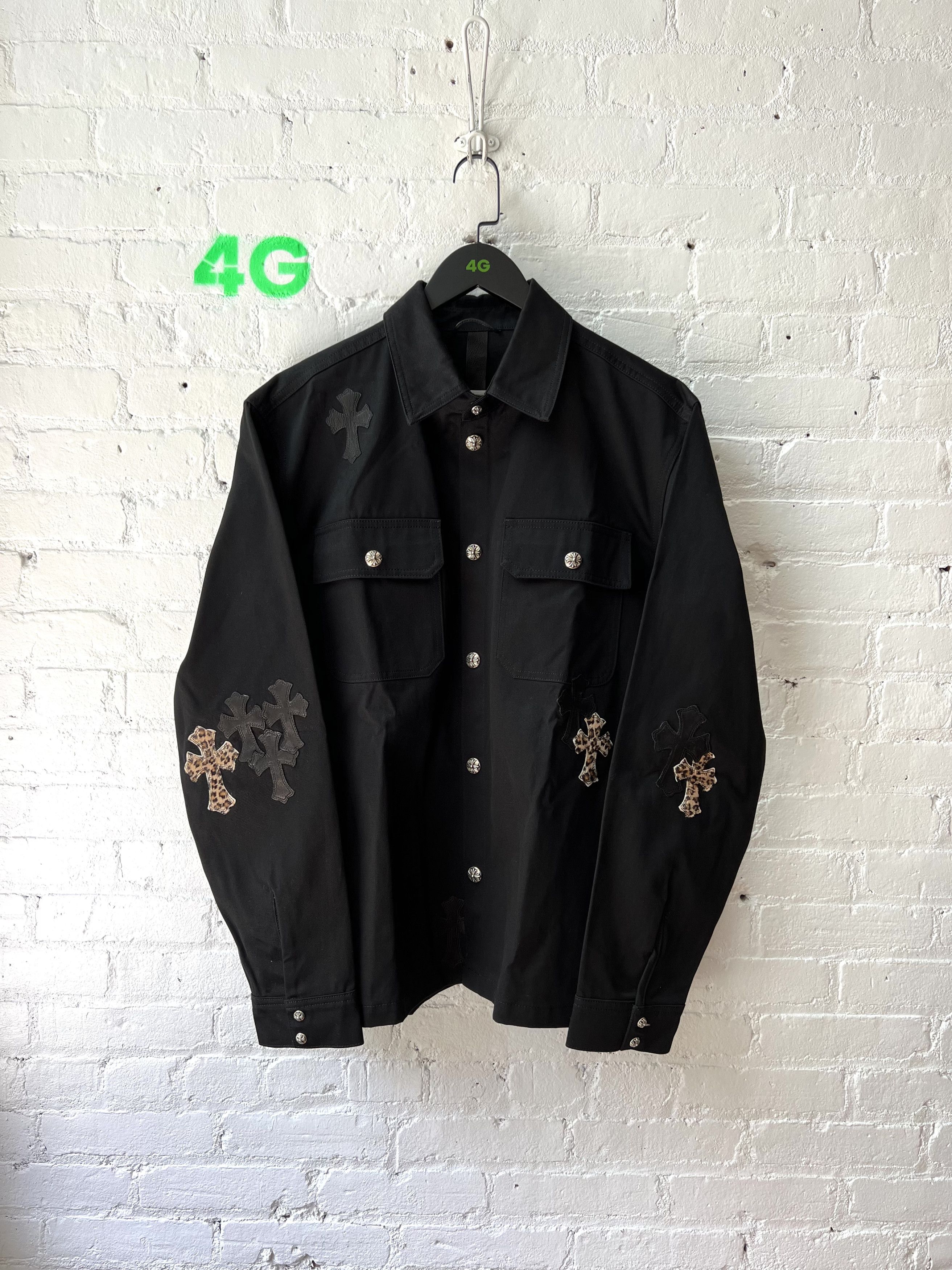 image of Chrome Hearts Cross Jacket in Black Cheetah, Men's (Size XL)