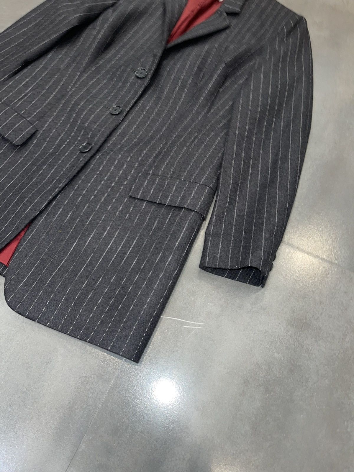 Dolce & Gabbana Dolce & Gabbana Gray Striped Wool Blazer Size L / US 10 / IT 46 - 4 Thumbnail