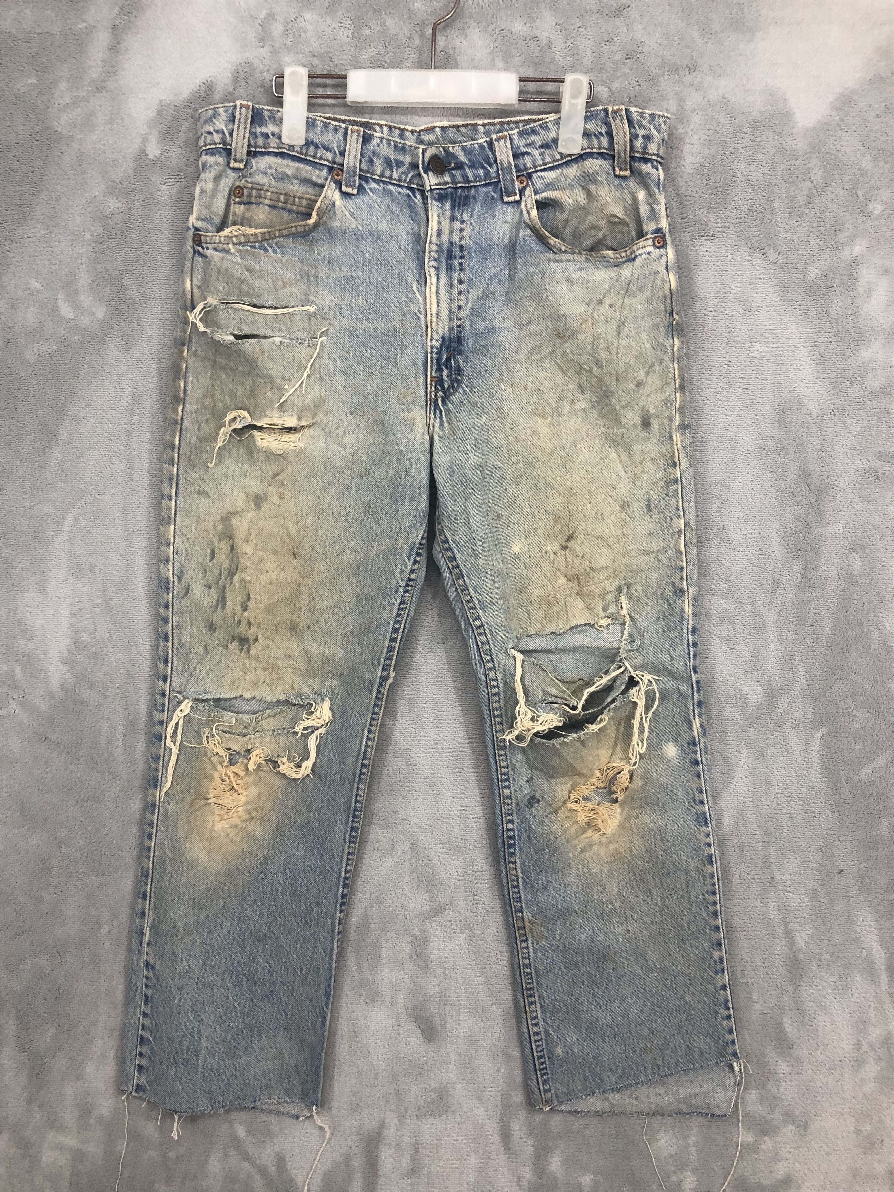 image of Vintage Levis 517 Faded Ripped Distressed Denim Jean in Blue, Men's (Size 32)