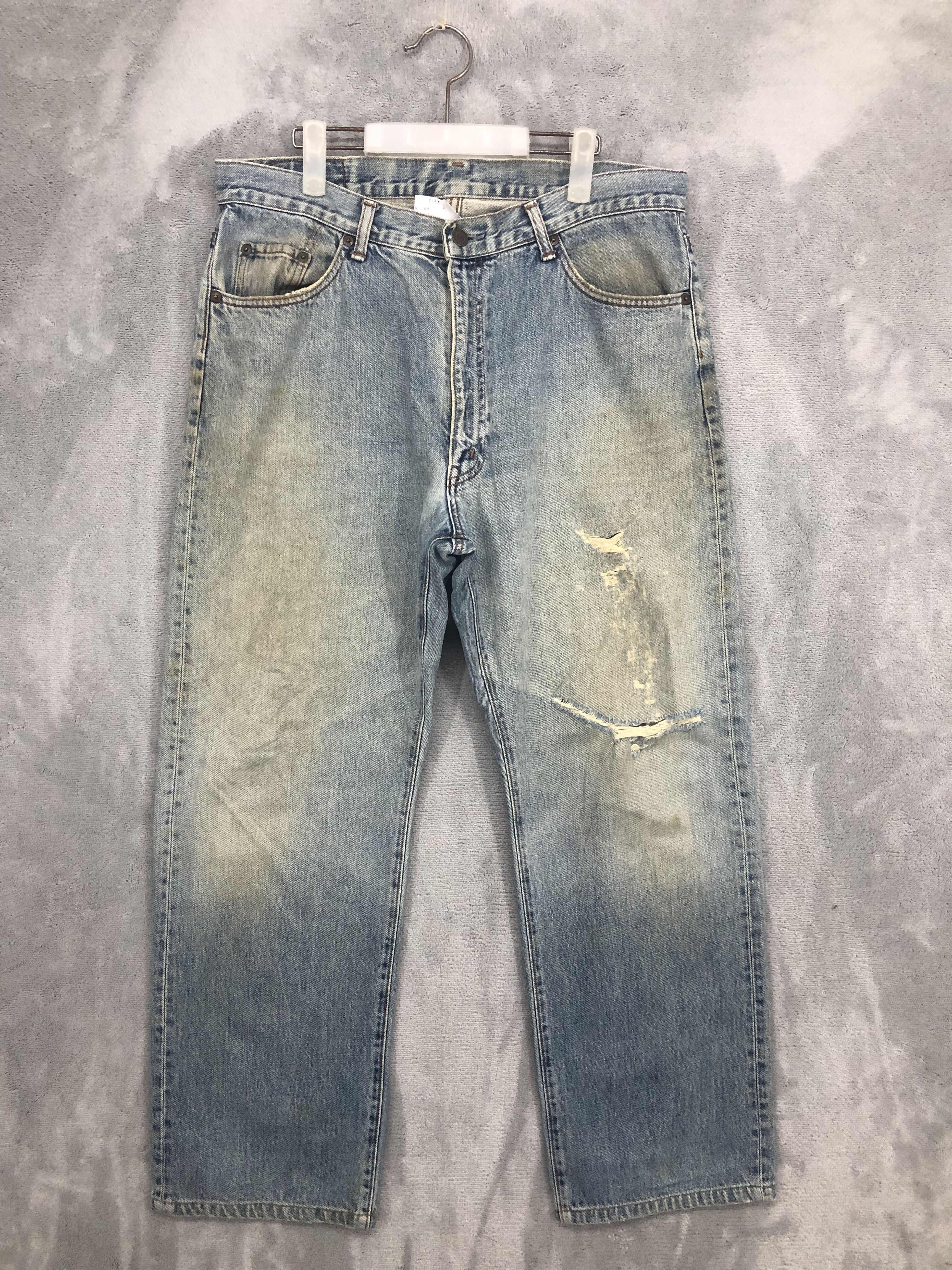 image of Gl Heart Faded Distressed Denim Jean in Blue, Men's (Size 34)