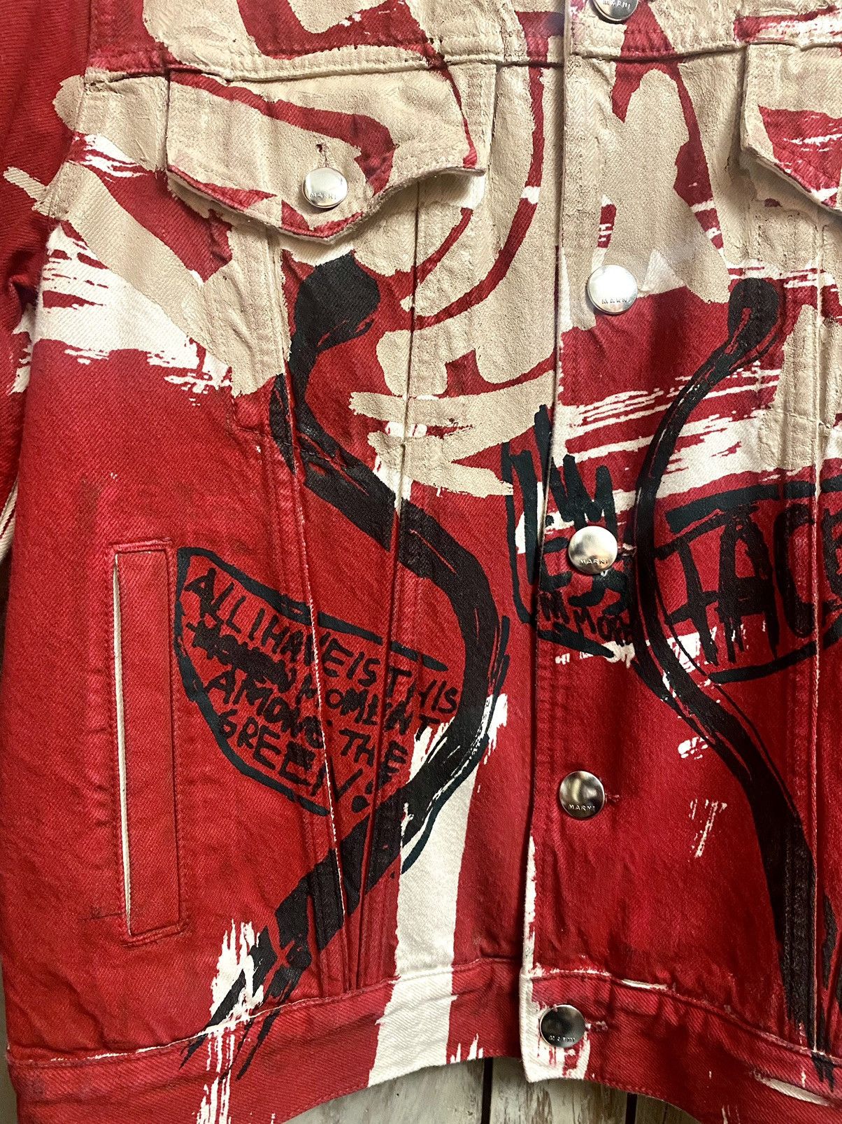 Marni Marni juju red painted denim jacket 48 new Size US M / EU 48-50 / 2 - 10 Thumbnail