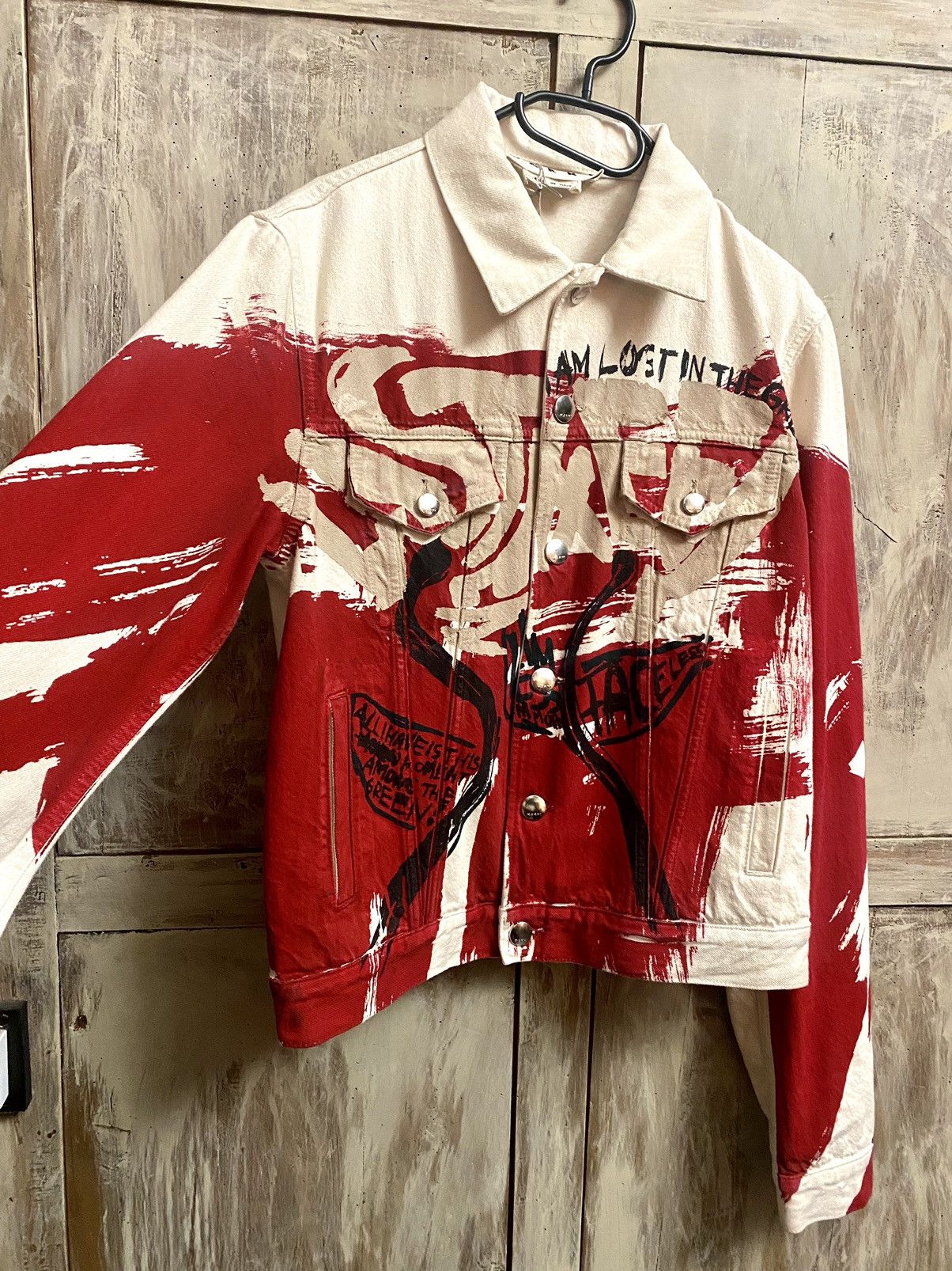 Marni Marni juju red painted denim jacket 48 new Size US M / EU 48-50 / 2 - 9 Thumbnail