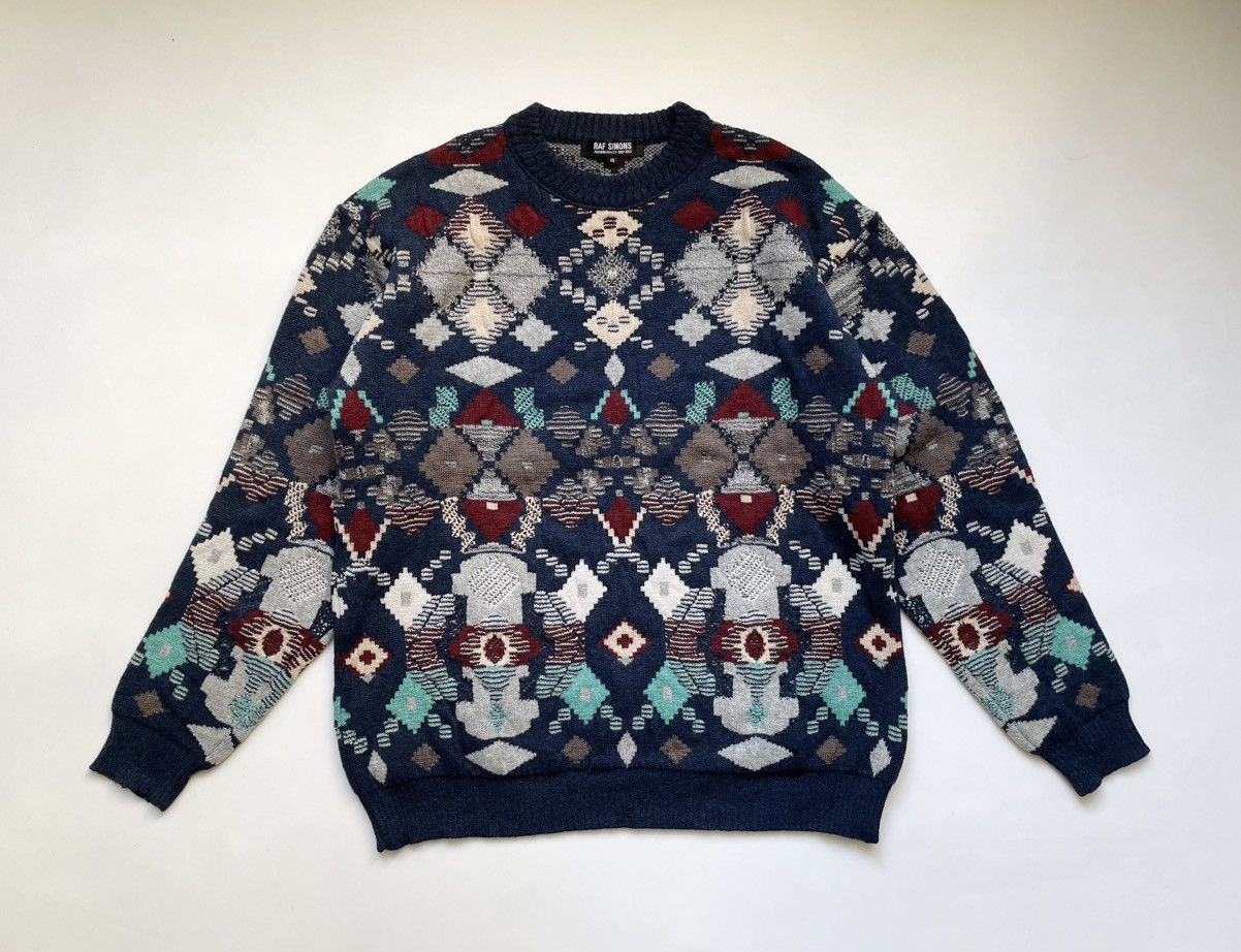 Raf Simons A/W 02 ‘Virginia Creeper’ Oversized Fair Isle Sweater Size US M / EU 48-50 / 2 - 1 Thumbnail