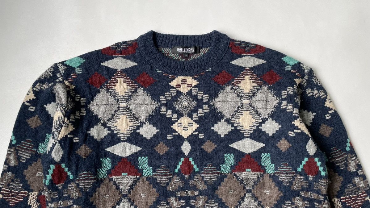 Raf Simons A/W 02 ‘Virginia Creeper’ Oversized Fair Isle Sweater Size US M / EU 48-50 / 2 - 2 Thumbnail