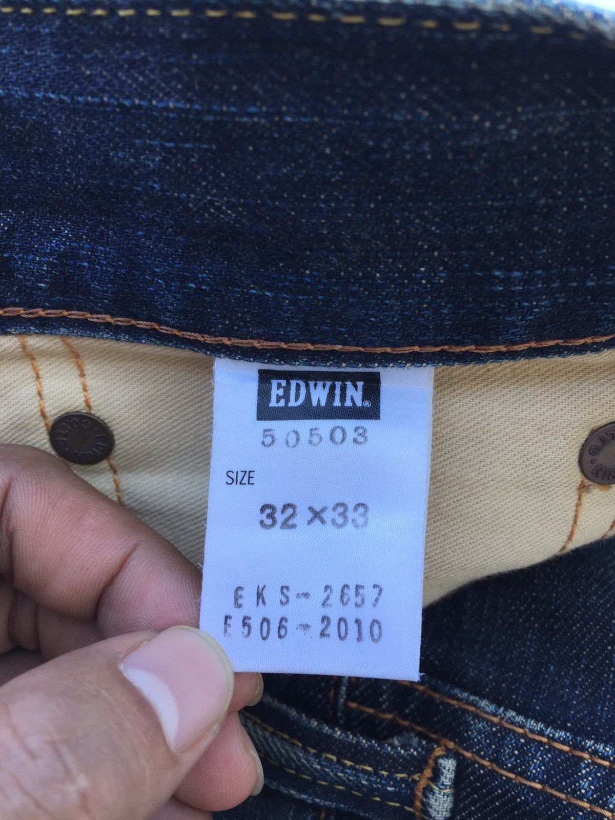 Edwin × Japanese Brand Baggy Jeans Edwin 505ZXX Selvedge Distressed Denim Size US 33 - 4 Thumbnail