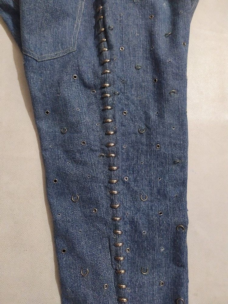 Paco Rabanne Paco rabanne Metal Distressed Punk Piercing Design pants Size 30" / US 8 / IT 44 - 10 Thumbnail
