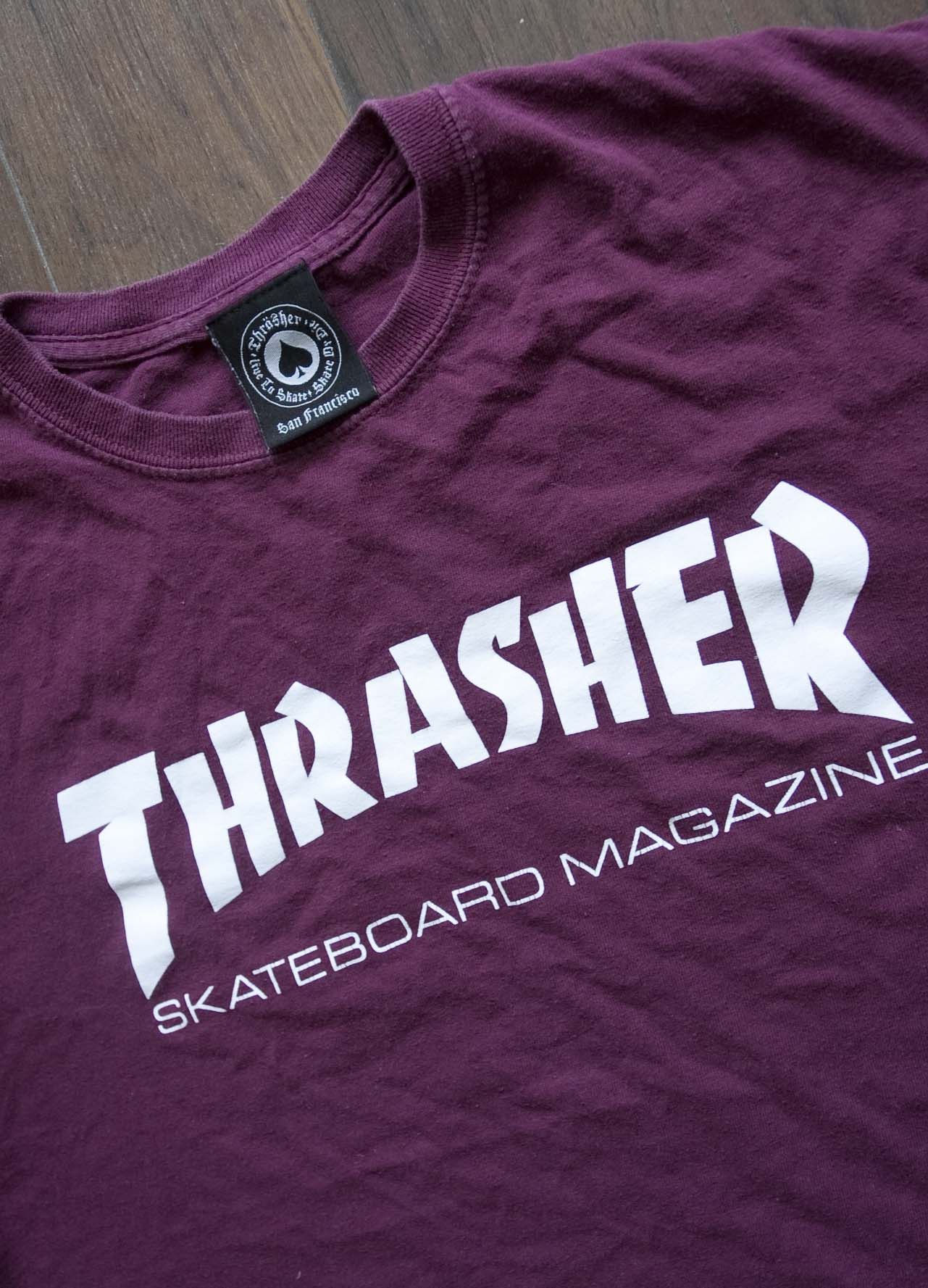 Thrasher × Vintage ** Thrasher Skateboard Magazine T Shirt Burgundy Size M Size US M / EU 48-50 / 2 - 2 Thumbnail