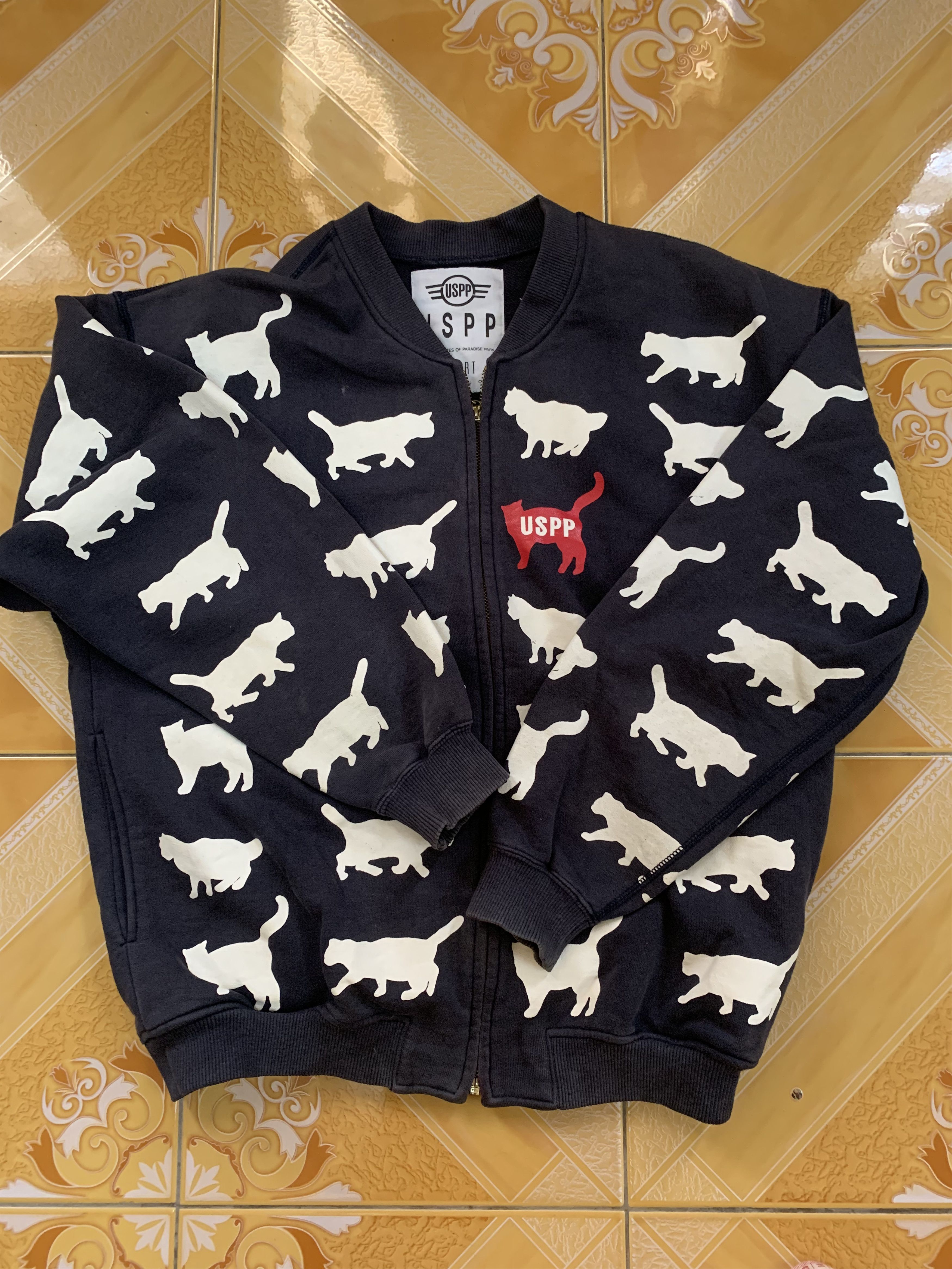 Pre-owned Grailed Vintage Uspp Overprint Logo Zipper Jacket Faded In Multi