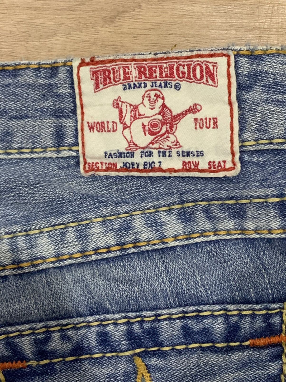 If Six Was Nine × Japanese Brand × Le Grande Bleu (L.G.B.) 🔥Flare🔥 Vintage True Religion Big 7 Blue Wash Distress Jeans Size US 28 / EU 44 - 17 Thumbnail