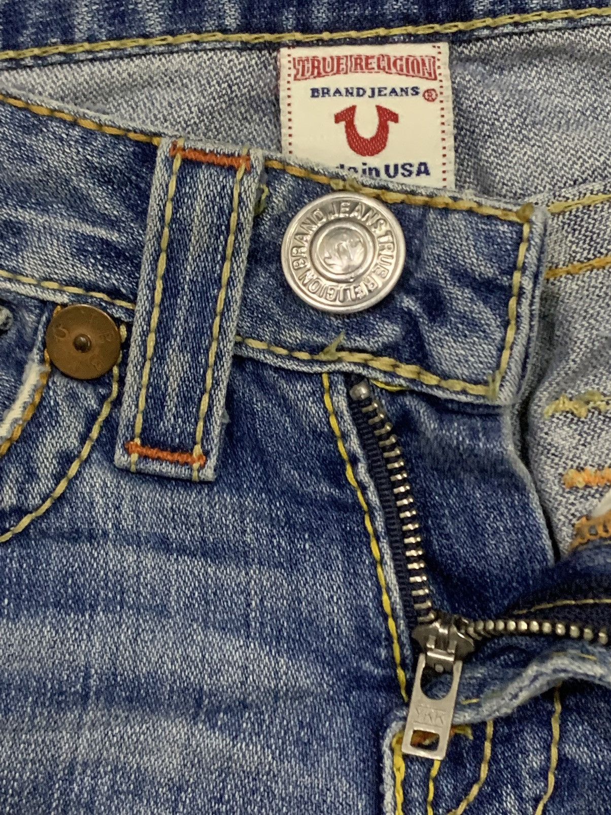 If Six Was Nine × Japanese Brand × Le Grande Bleu (L.G.B.) 🔥Flare🔥 Vintage True Religion Big 7 Blue Wash Distress Jeans Size US 28 / EU 44 - 18 Thumbnail