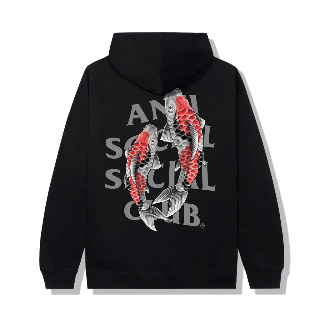 image of Anti Social Social Club Koi Garden Black Hoodie Ds Assc, Men's (Size 2XL)