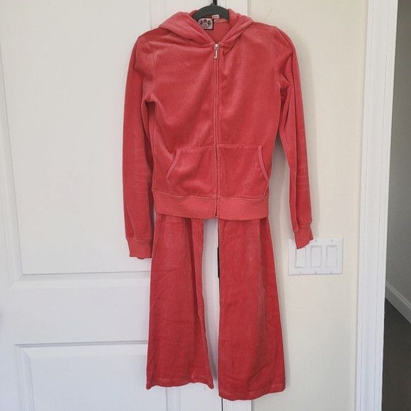 image of Juicy Couture NWT Juniors' Sun Bunny Terry Basios Hoodie & Pants Set Size M in Watermelon, Women's