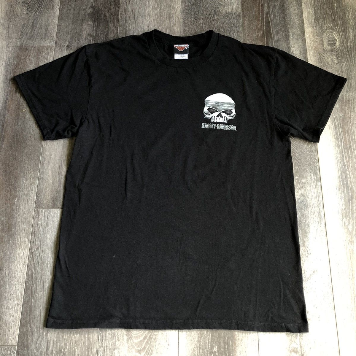 Harley Davidson Vintage Harley Davidson Skull Bayside Graphic Logo Tee Shirt Size US L / EU 52-54 / 3 - 1 Thumbnail