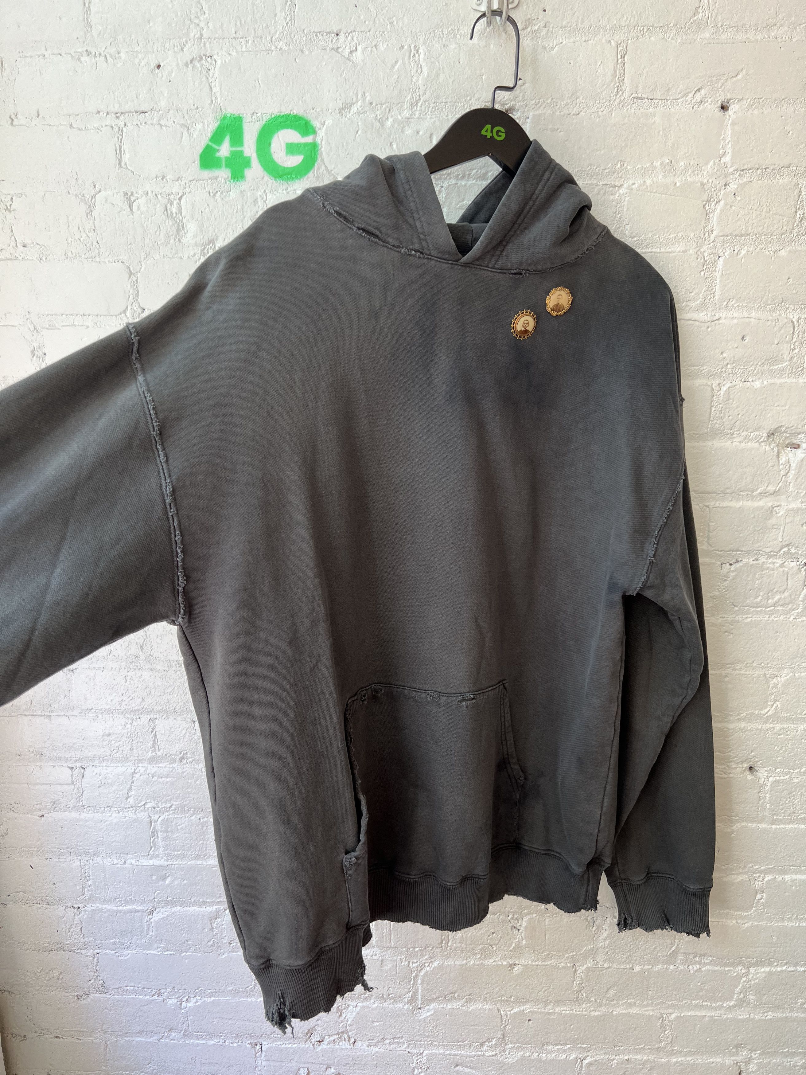 Vintage Thrashed Hoodie With Pins