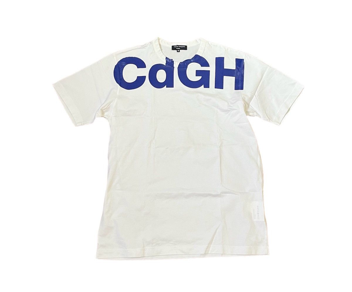 Pre-owned Comme Des Garcons X Comme Des Garcons Homme Cdg Homme Ad2017 Painted Logo Tee In White Blue