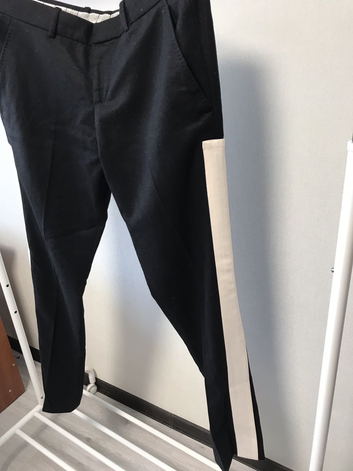 Alexander McQueen AW 2013 Wool Cashmere Black White Trousers Side Stripe Pants Size US 34 / EU 50 - 5 Thumbnail