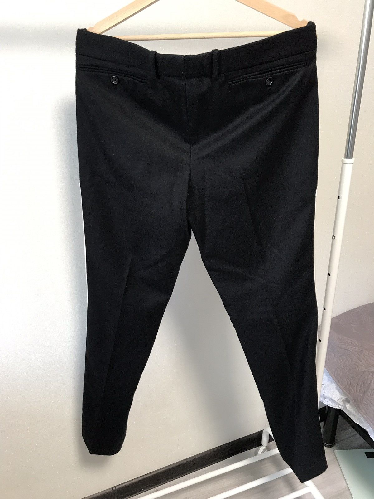 Alexander McQueen AW 2013 Wool Cashmere Black White Trousers Side Stripe Pants Size US 34 / EU 50 - 4 Thumbnail