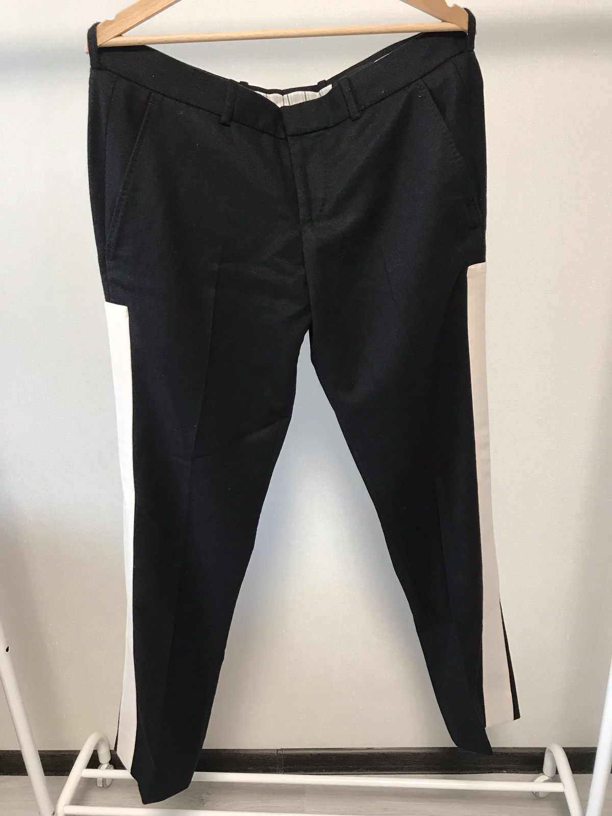 Alexander McQueen AW 2013 Wool Cashmere Black White Trousers Side Stripe Pants Size US 34 / EU 50 - 3 Thumbnail
