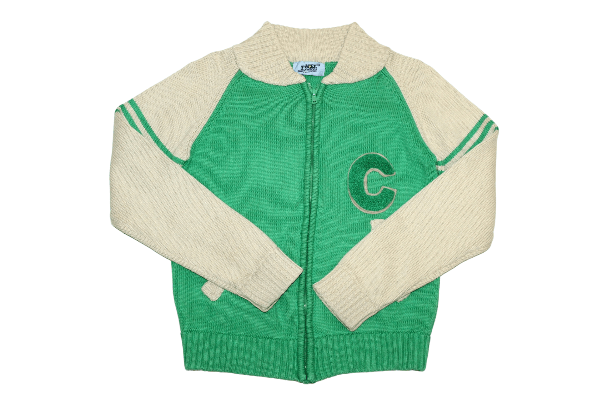 Japanese Brand 🔥 VTG 🔥 Hot Space Zip Up Cable Knit College Jacket Size XS / US 0-2 / IT 36-38 - 1 Thumbnail