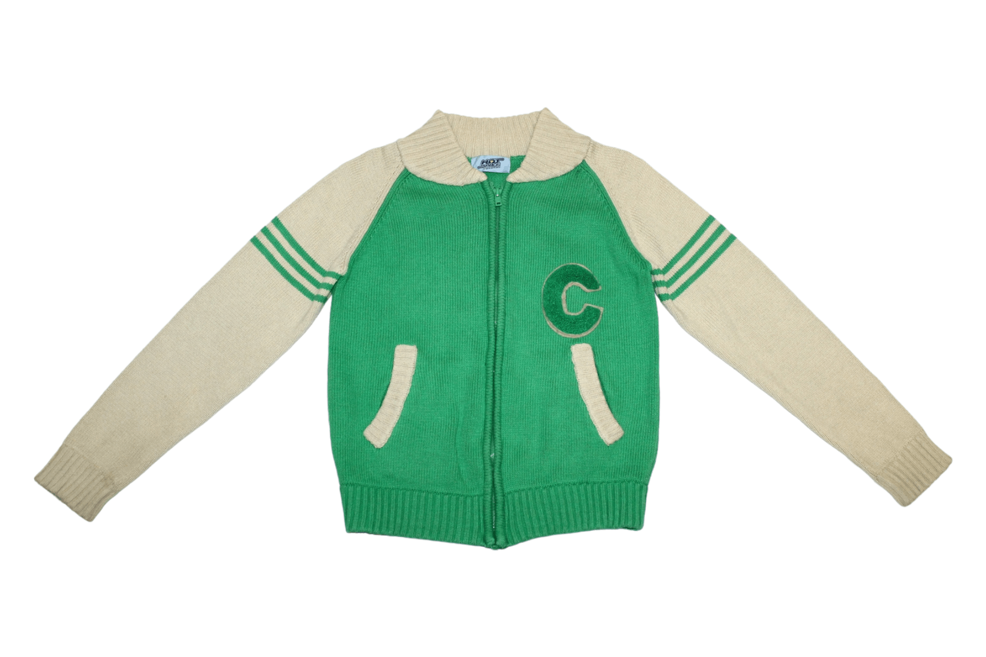 Japanese Brand 🔥 VTG 🔥 Hot Space Zip Up Cable Knit College Jacket Size XS / US 0-2 / IT 36-38 - 2 Thumbnail