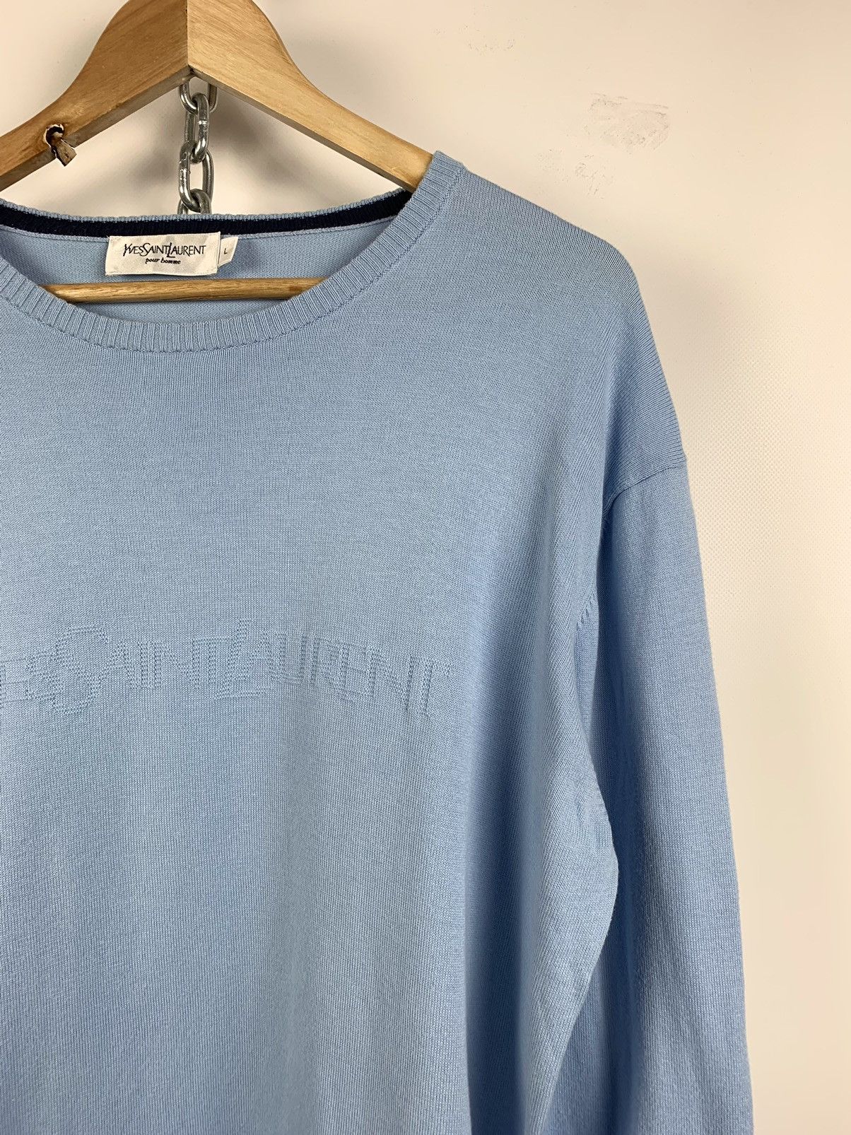 Vintage 99s Vintage Yves Saint Laurent YSL Big Logo Sweater Size US L / EU 52-54 / 3 - 4 Thumbnail