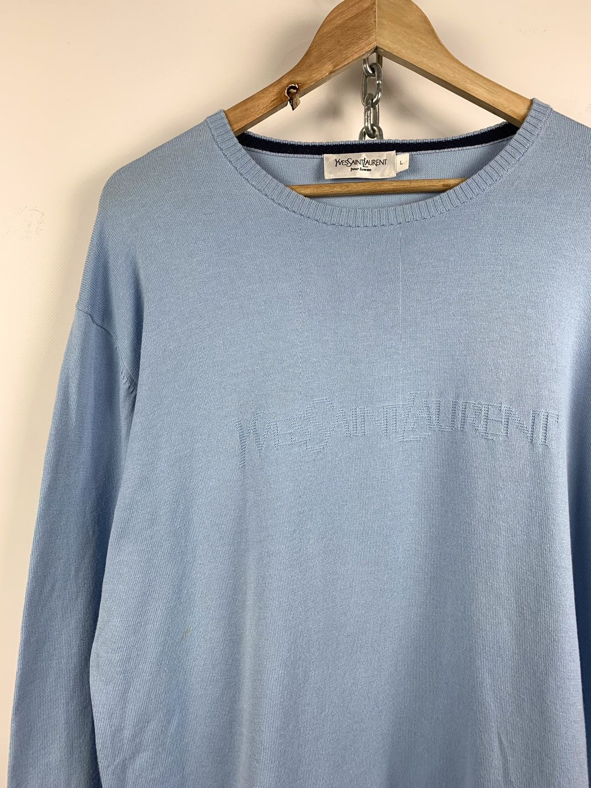 Vintage 99s Vintage Yves Saint Laurent YSL Big Logo Sweater Size US L / EU 52-54 / 3 - 1 Thumbnail