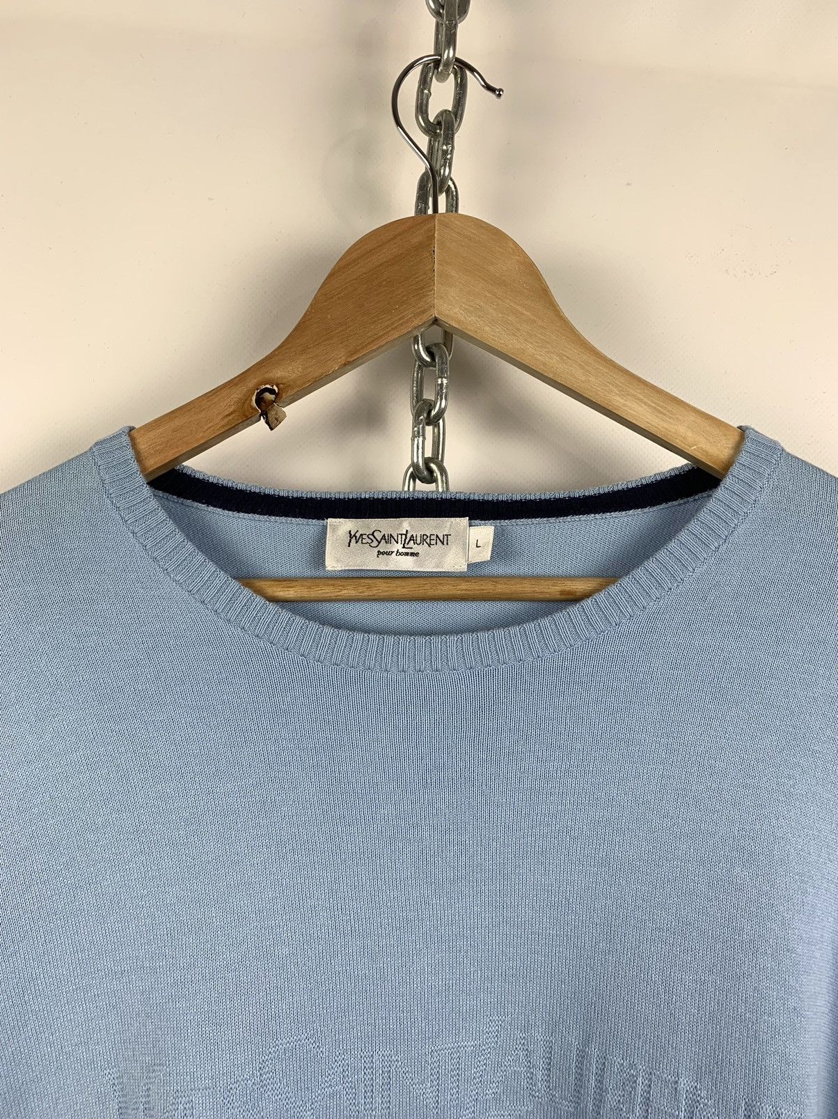 Vintage 99s Vintage Yves Saint Laurent YSL Big Logo Sweater Size US L / EU 52-54 / 3 - 12 Thumbnail