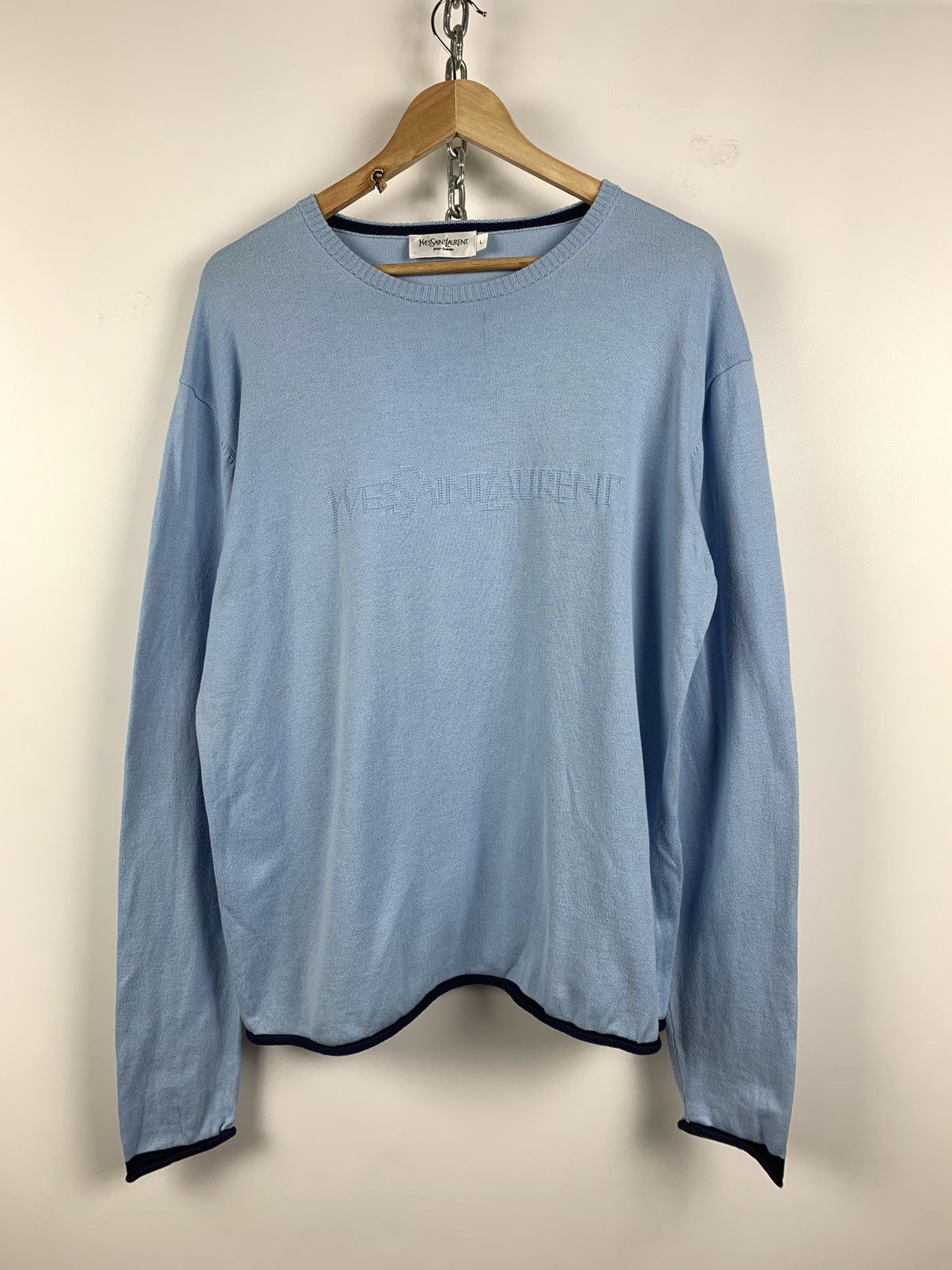 Vintage 99s Vintage Yves Saint Laurent YSL Big Logo Sweater Size US L / EU 52-54 / 3 - 2 Thumbnail