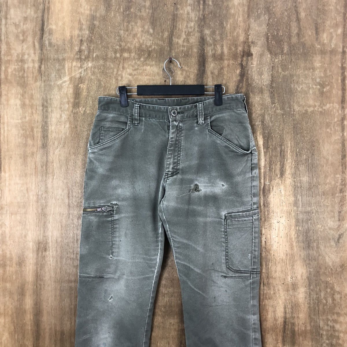 Fine Assist Green distressed faded Cargo pants #6249