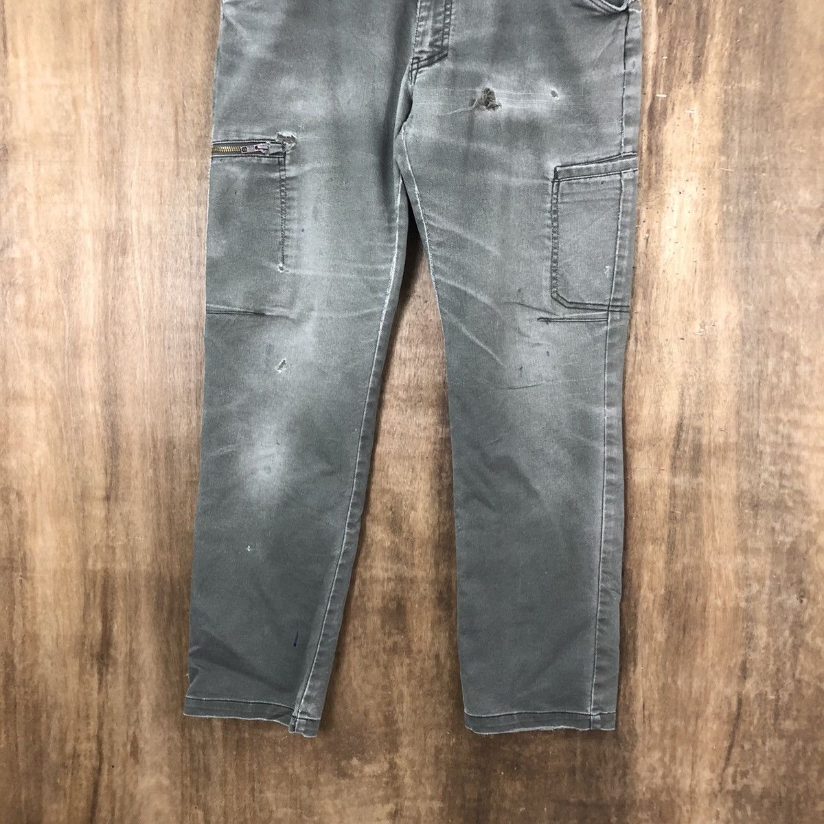 Fine Assist Green distressed faded Cargo pants #6249