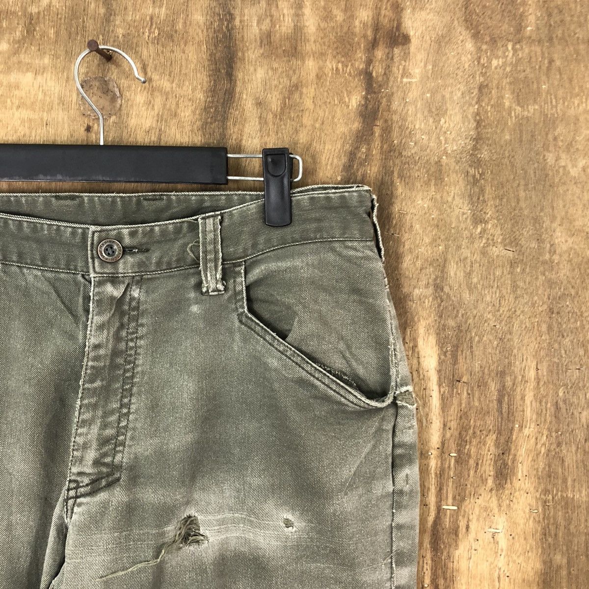 Fine Assist Green distressed faded Cargo pants #6249