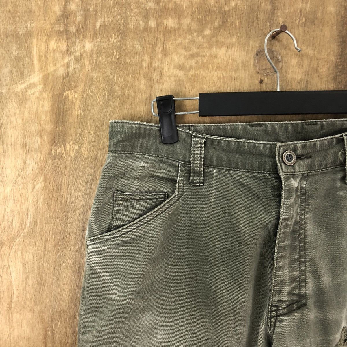 Fine Assist Green distressed faded Cargo pants #6249