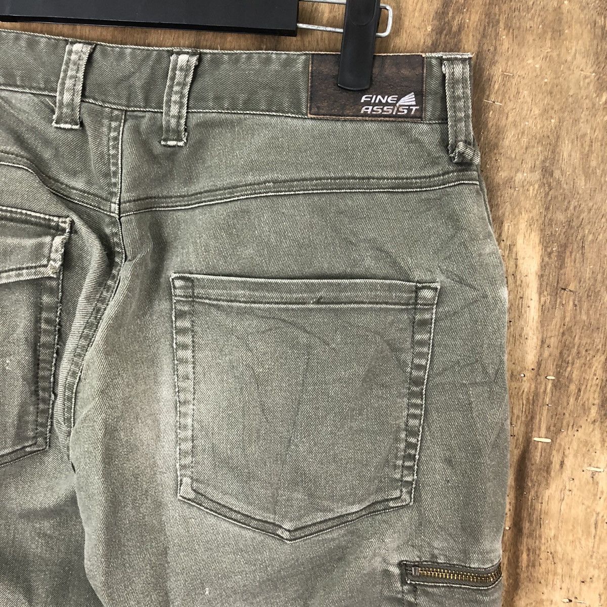 Fine Assist Green distressed faded Cargo pants #6249