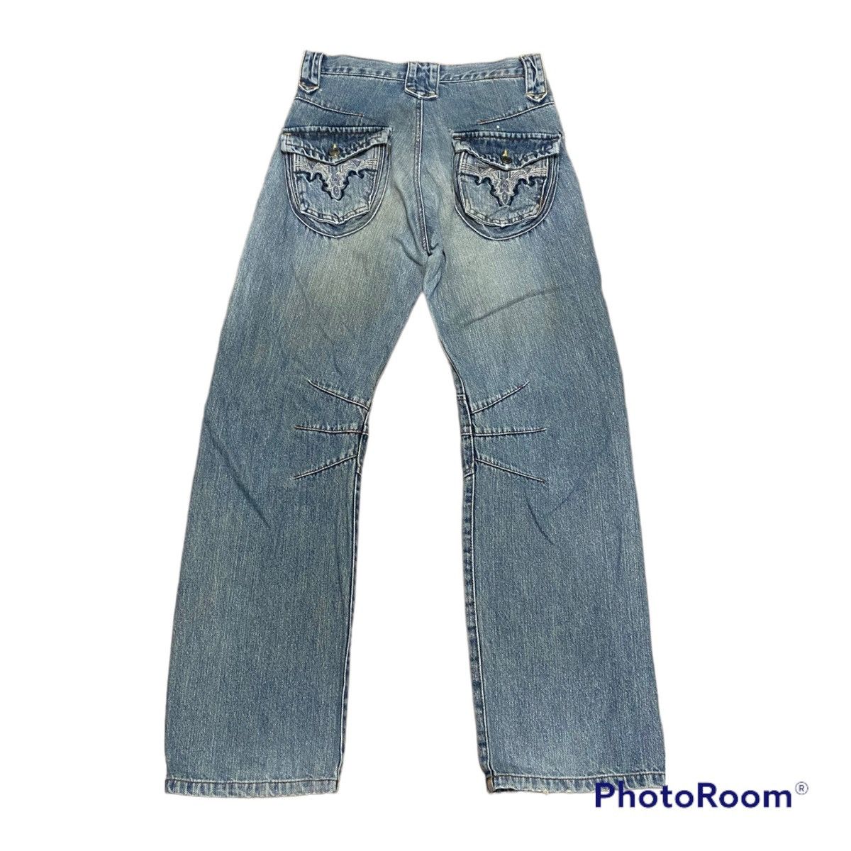 Japanese Brand Vintage Light Washed Knee Denim Jeans Size US 29 - 2 Thumbnail