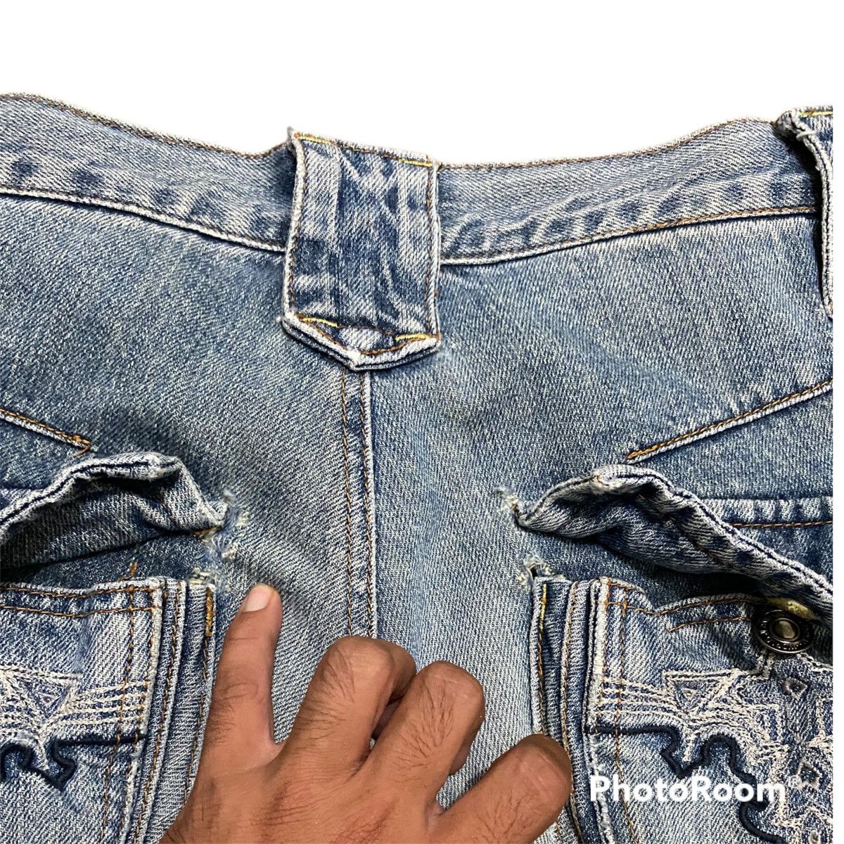 Japanese Brand Vintage Light Washed Knee Denim Jeans Size US 29 - 8 Thumbnail