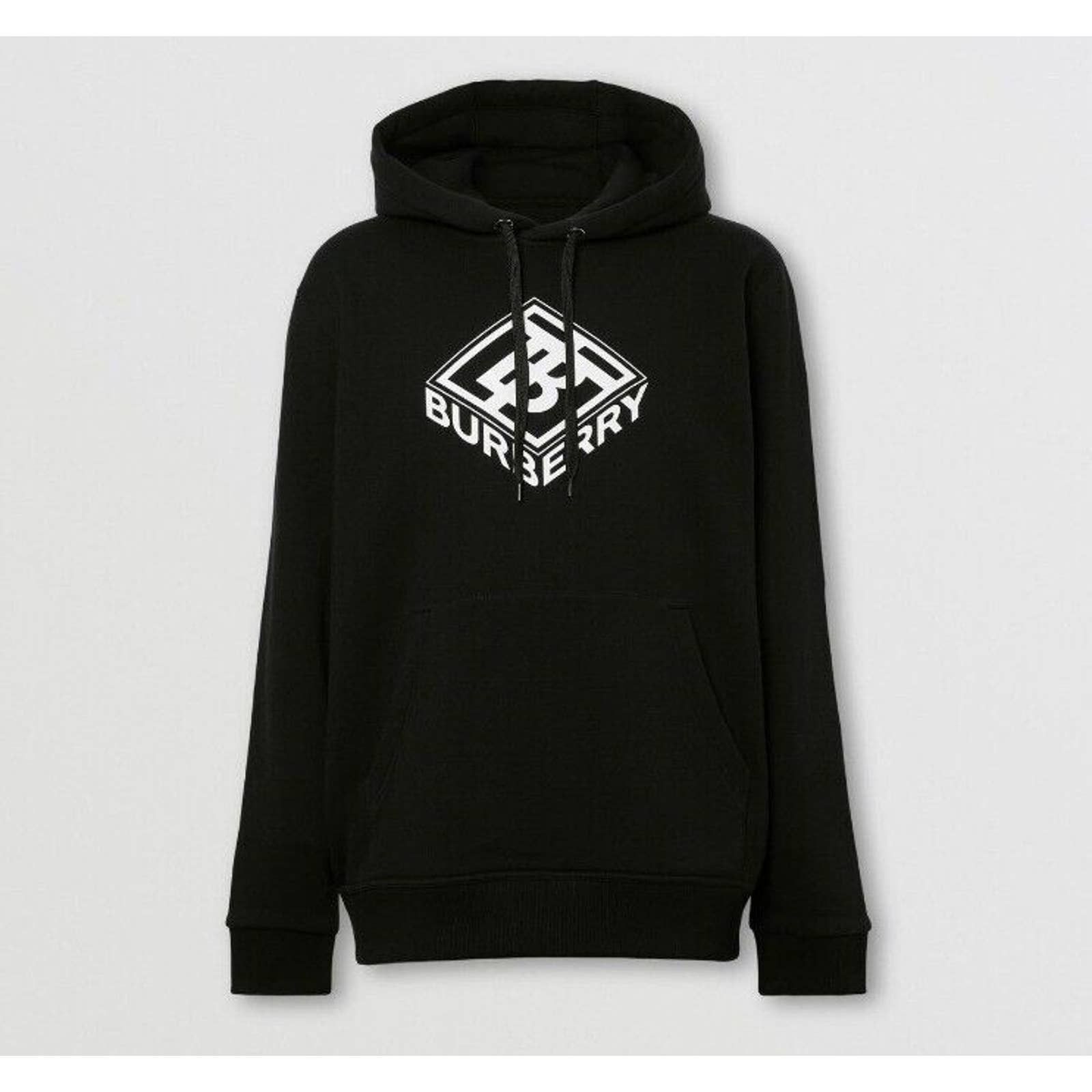 Burberry $820 ALBIAN BLACK COTTON WHITE TB LOGO PULLOVER HOODIE XL Size US XL / EU 56 / 4 - 1 Thumbnail