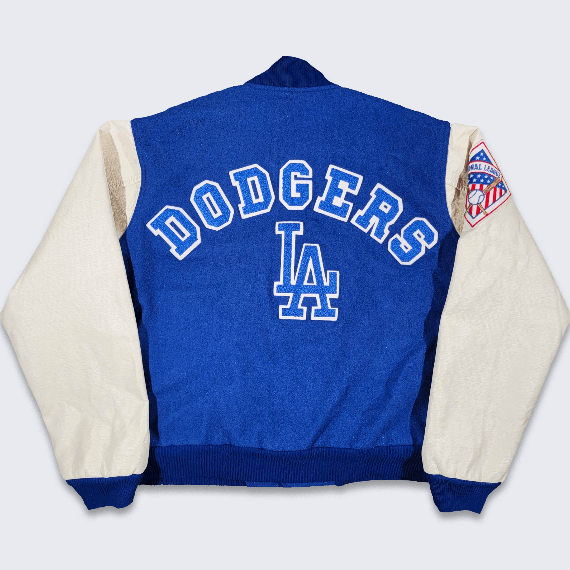 image of Los Angeles Dodgers Vintage 80's Chalk Line Varsity Jacket in Blue, Men's (Size Large)