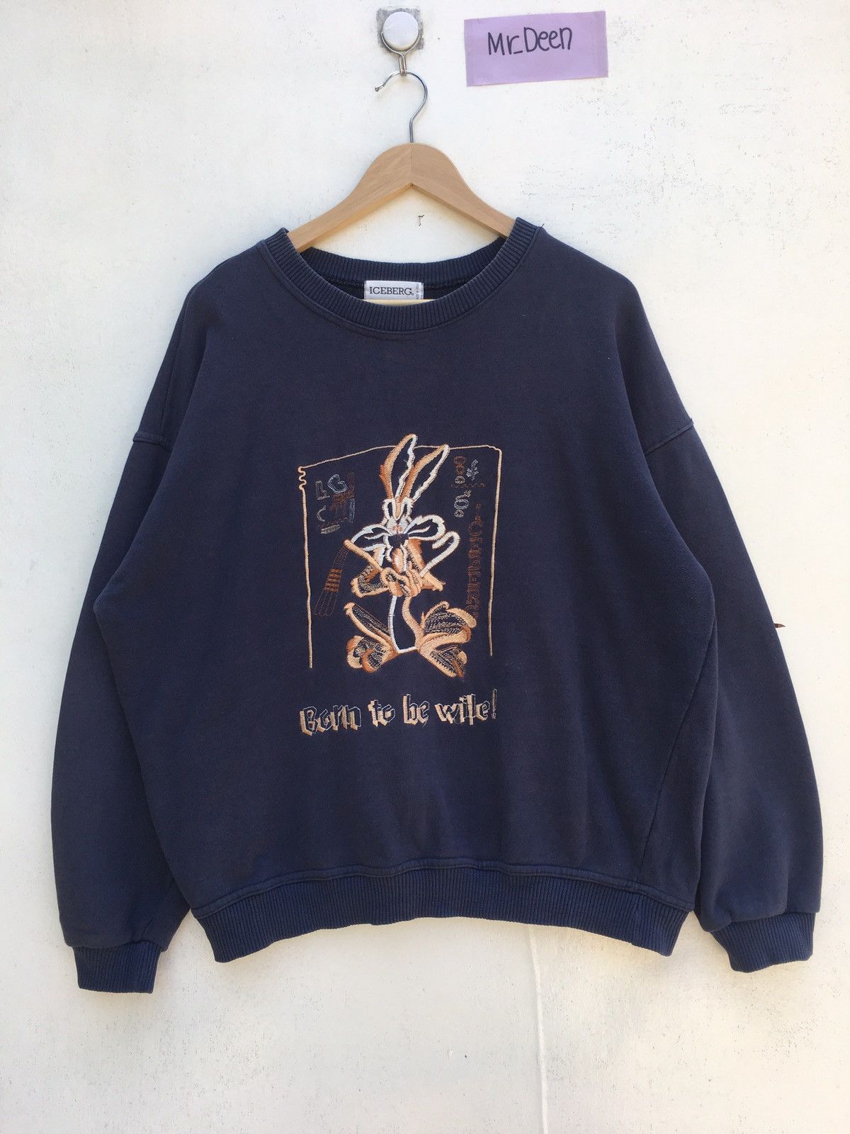 image of VTG Iceberg Road Runner Embroidered Bunny Characterdisney in Blue, Men's (Size Large)