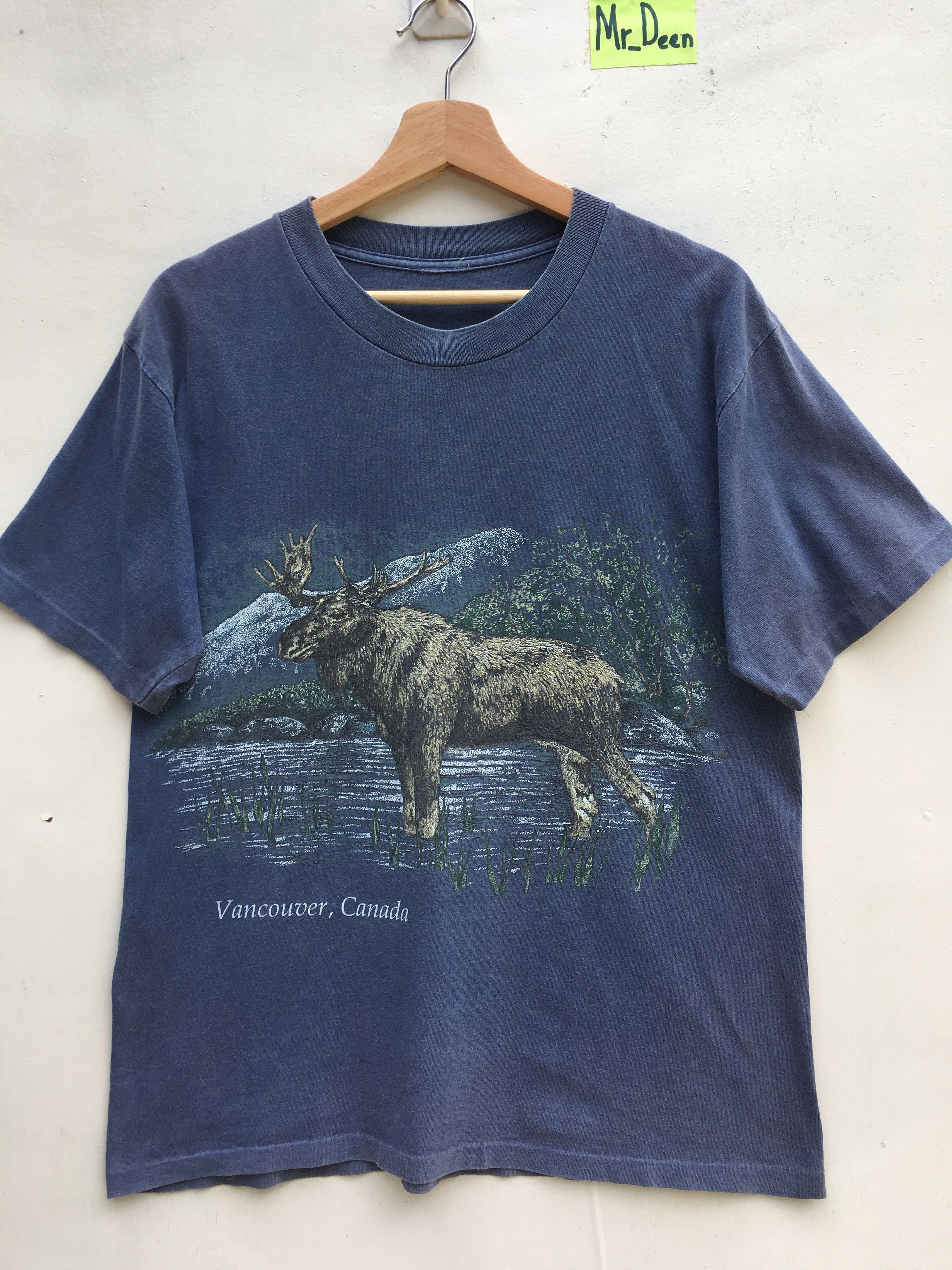image of Habitat x Vintage Vancouver Canada Elk Nature T-Shirt in Blue, Men's (Size Medium)
