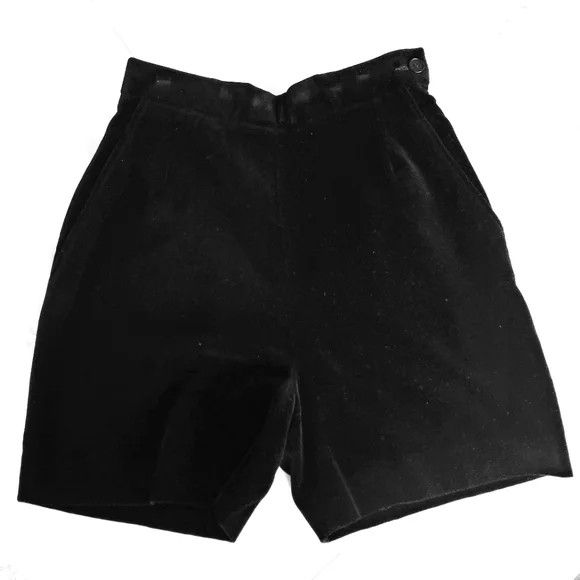 image of Very Vintage Variation High-Waisted Black Velvet Bermuda Shorts Us Size 6, Women's