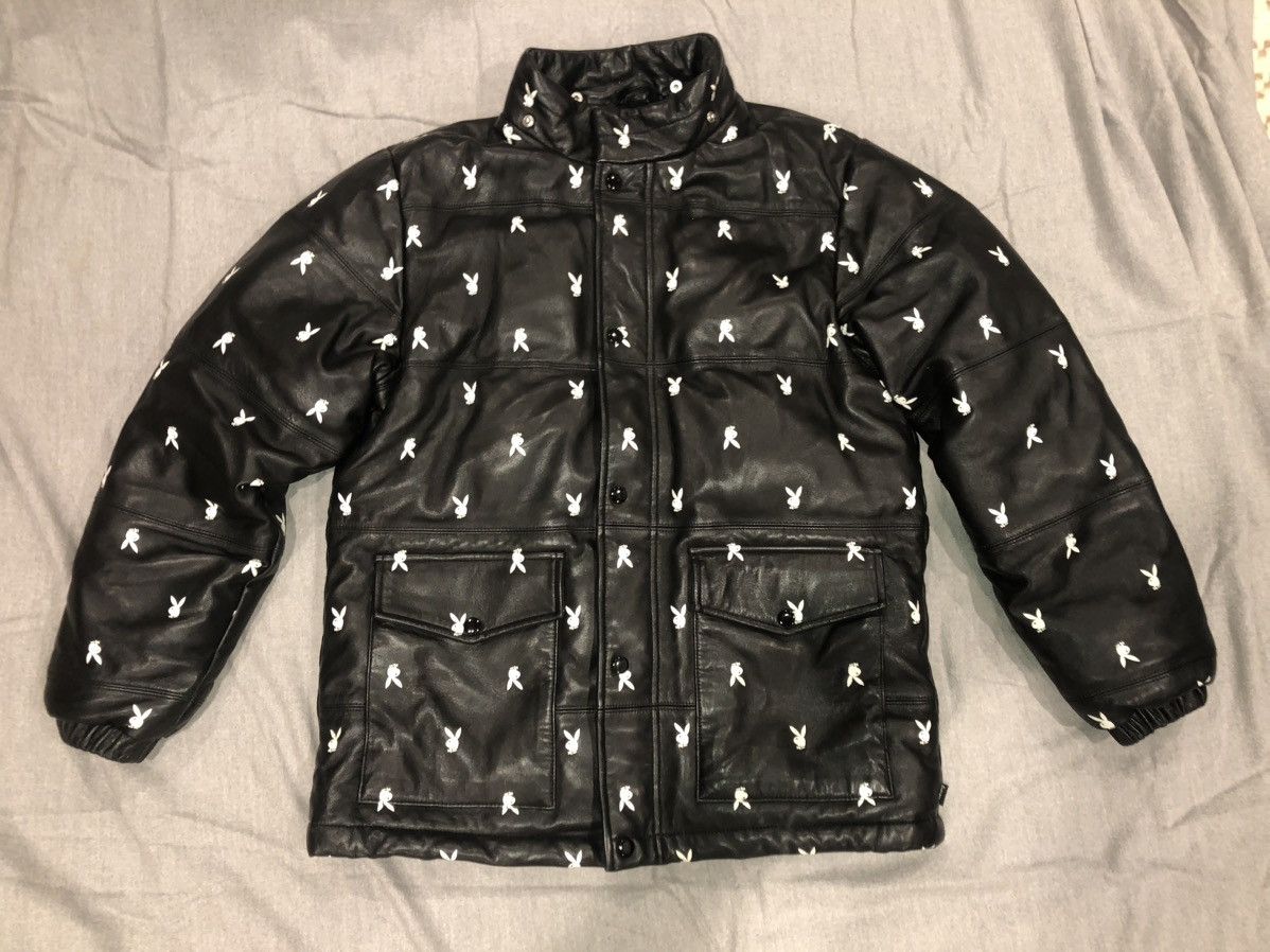 Supreme Supreme Playboy Puffer Leather Jacket | Grailed