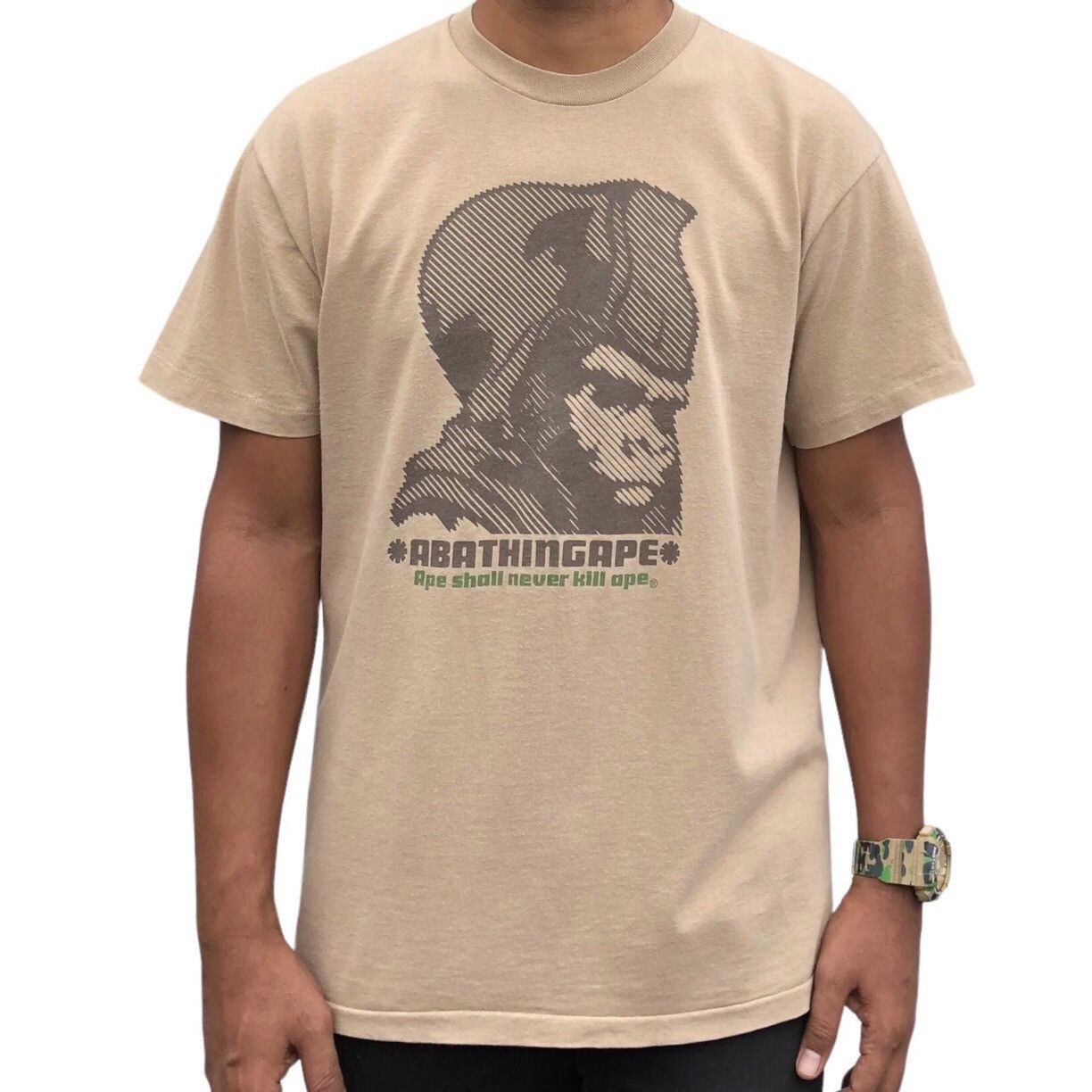 image of Bape x Vintage 90's A Bathing Ape The Generals Big Head Tee in Brown, Men's (Size Large)