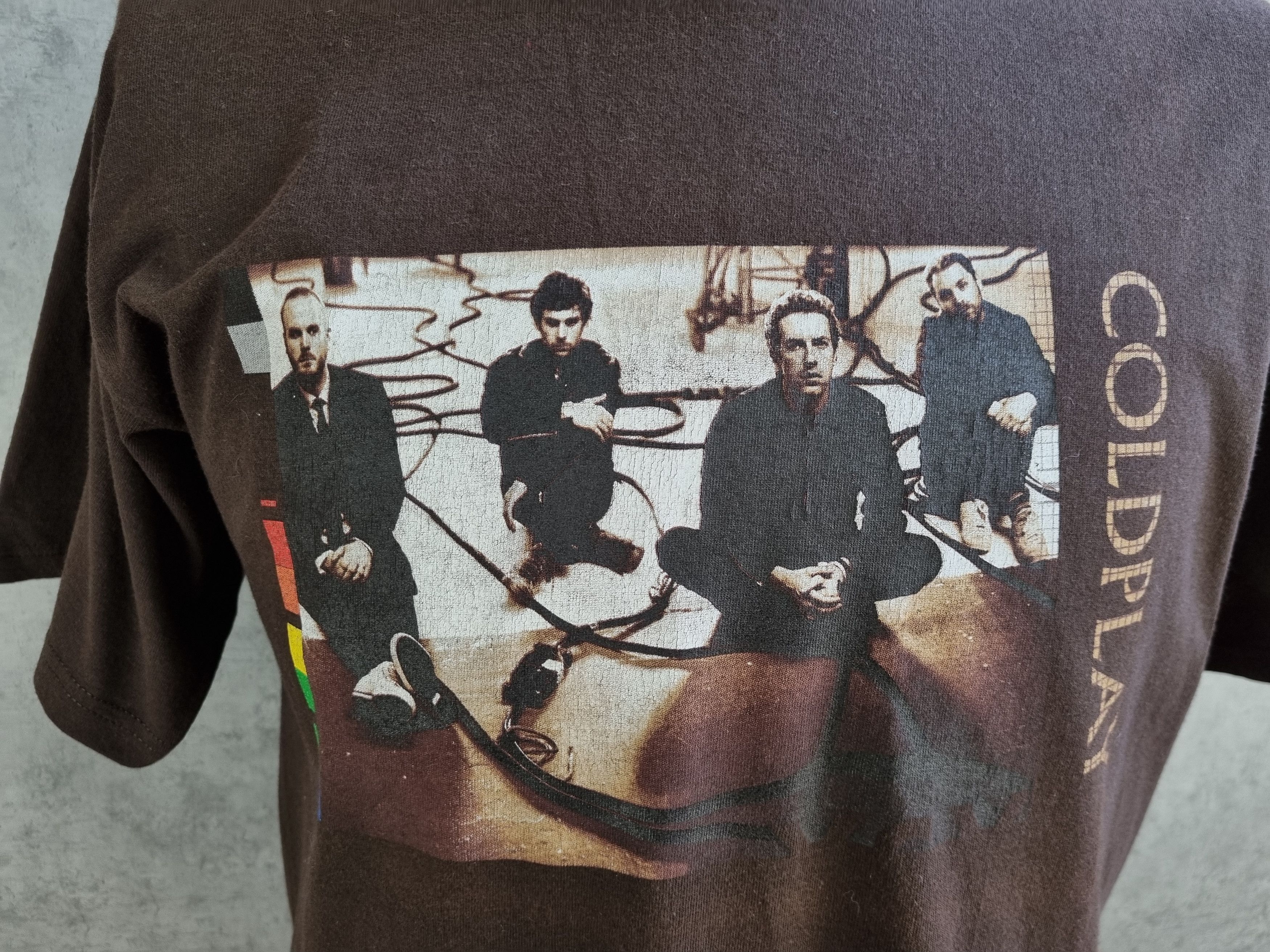 Band Tees × Vintage Single stitch Brown COLDPLAY Tee Shirt 2005 Tour Brown Size US L / EU 52-54 / 3 - 7 Thumbnail