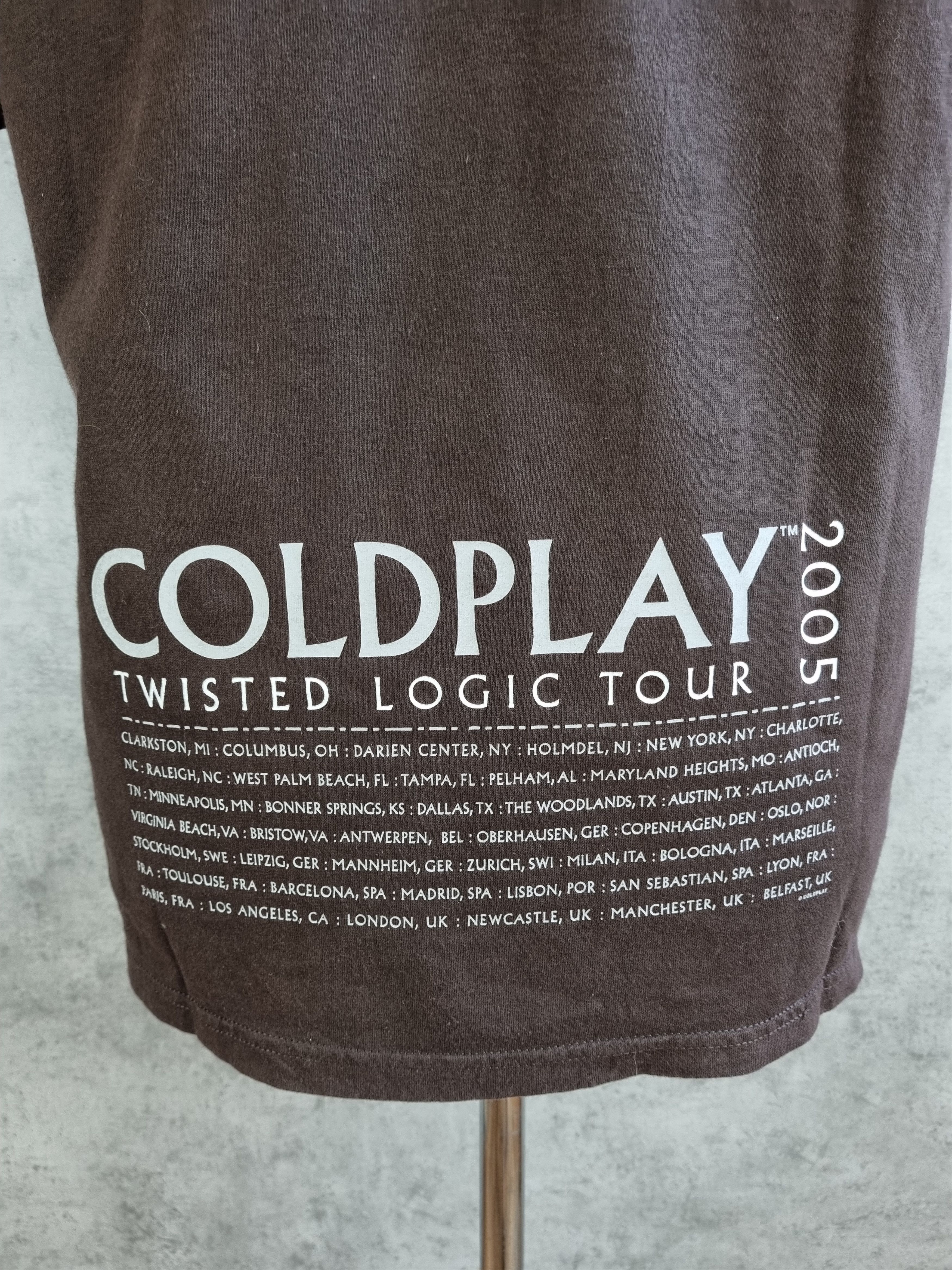 Band Tees × Vintage Single stitch Brown COLDPLAY Tee Shirt 2005 Tour Brown Size US L / EU 52-54 / 3 - 5 Thumbnail