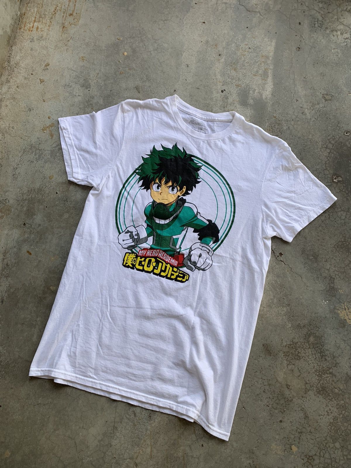 image of Anima Japanese Anime My Hero Academia Over Print Tshirt in White, Men's (Size Small)